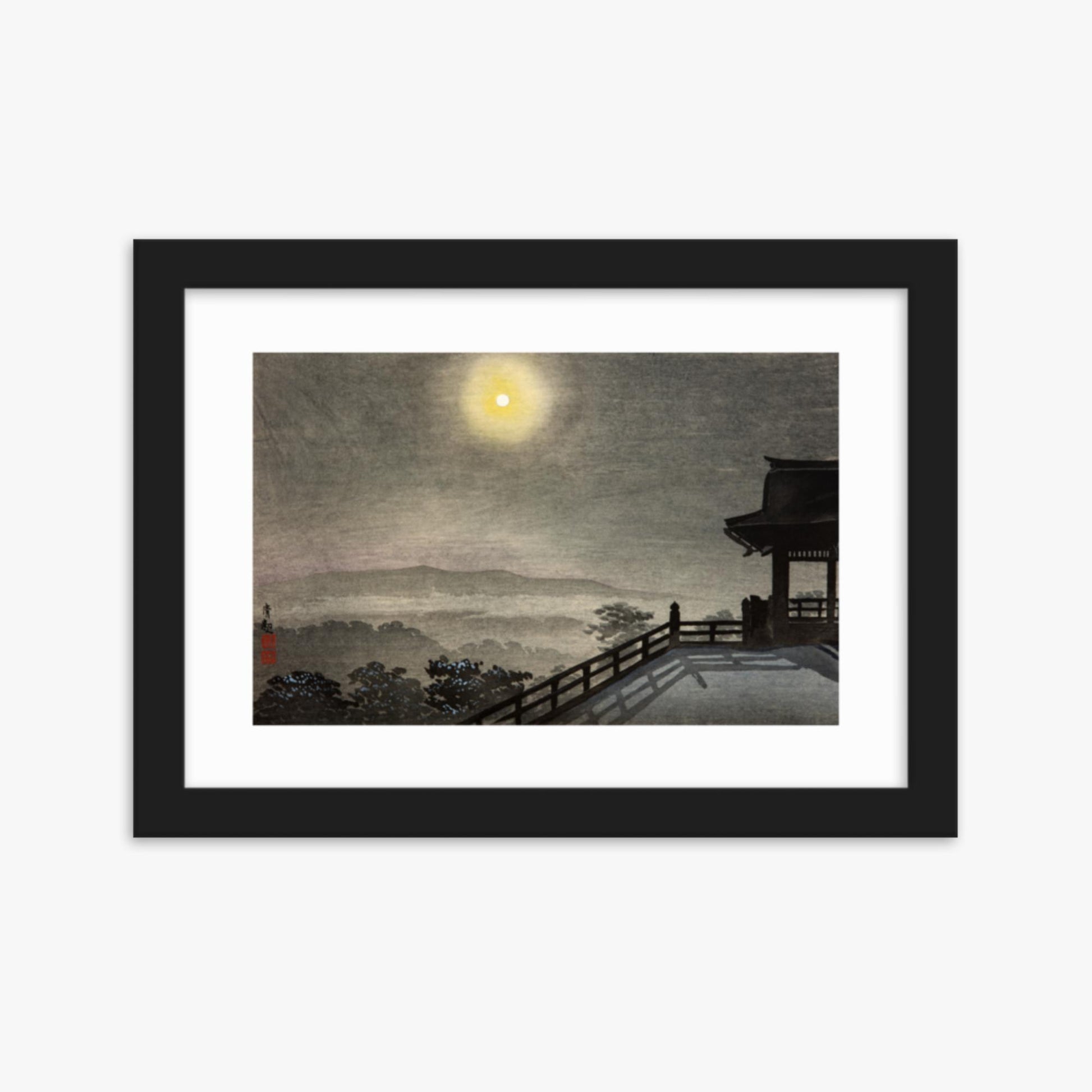 Kobayashi Kiyochika: Cool Moon Evening at Kiyomizudo in the Eastern Capital - 21x30 cm Poster With Black Frame