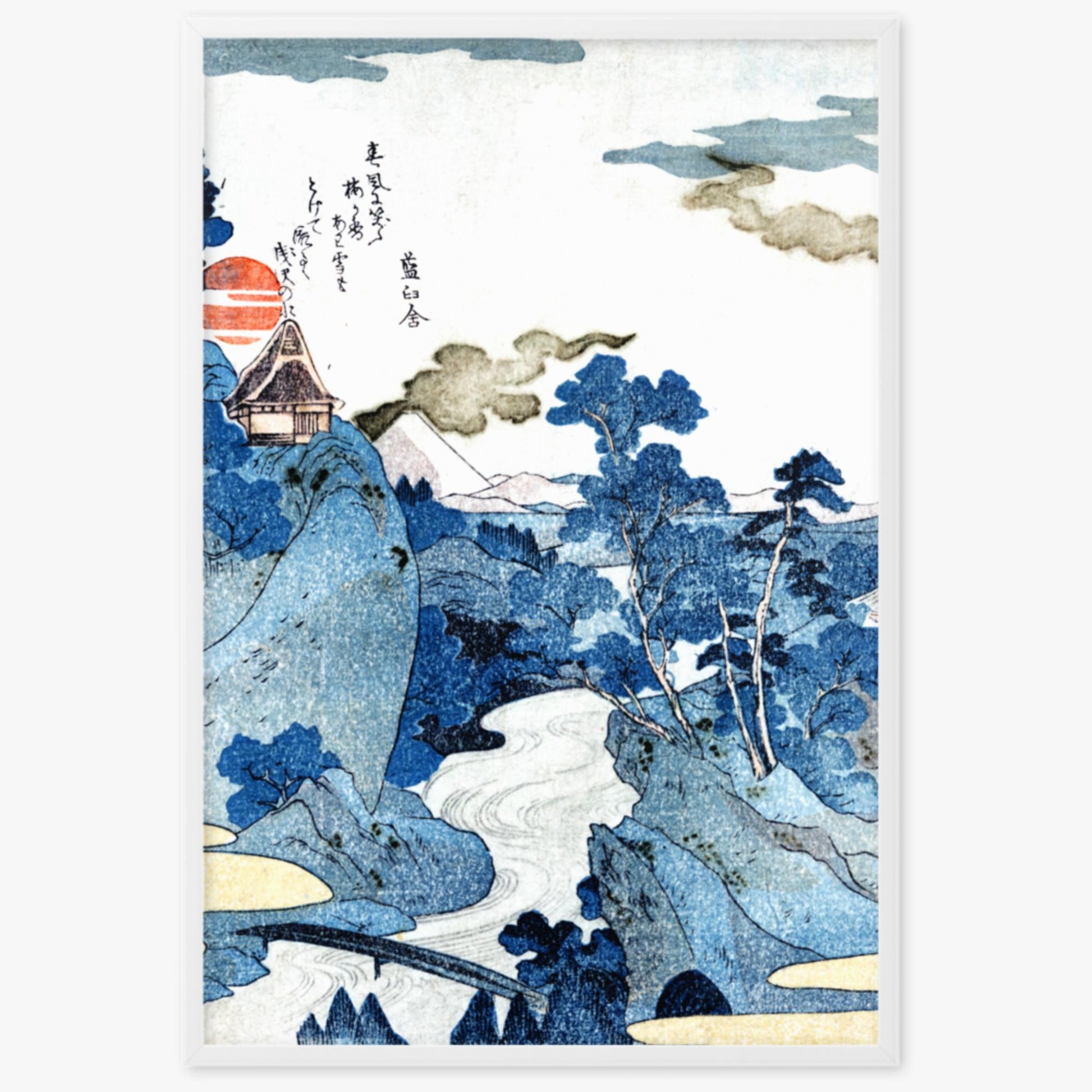 Utagawa Kuniyoshi - An evening view of Fuji 61x91 cm Poster With White Frame