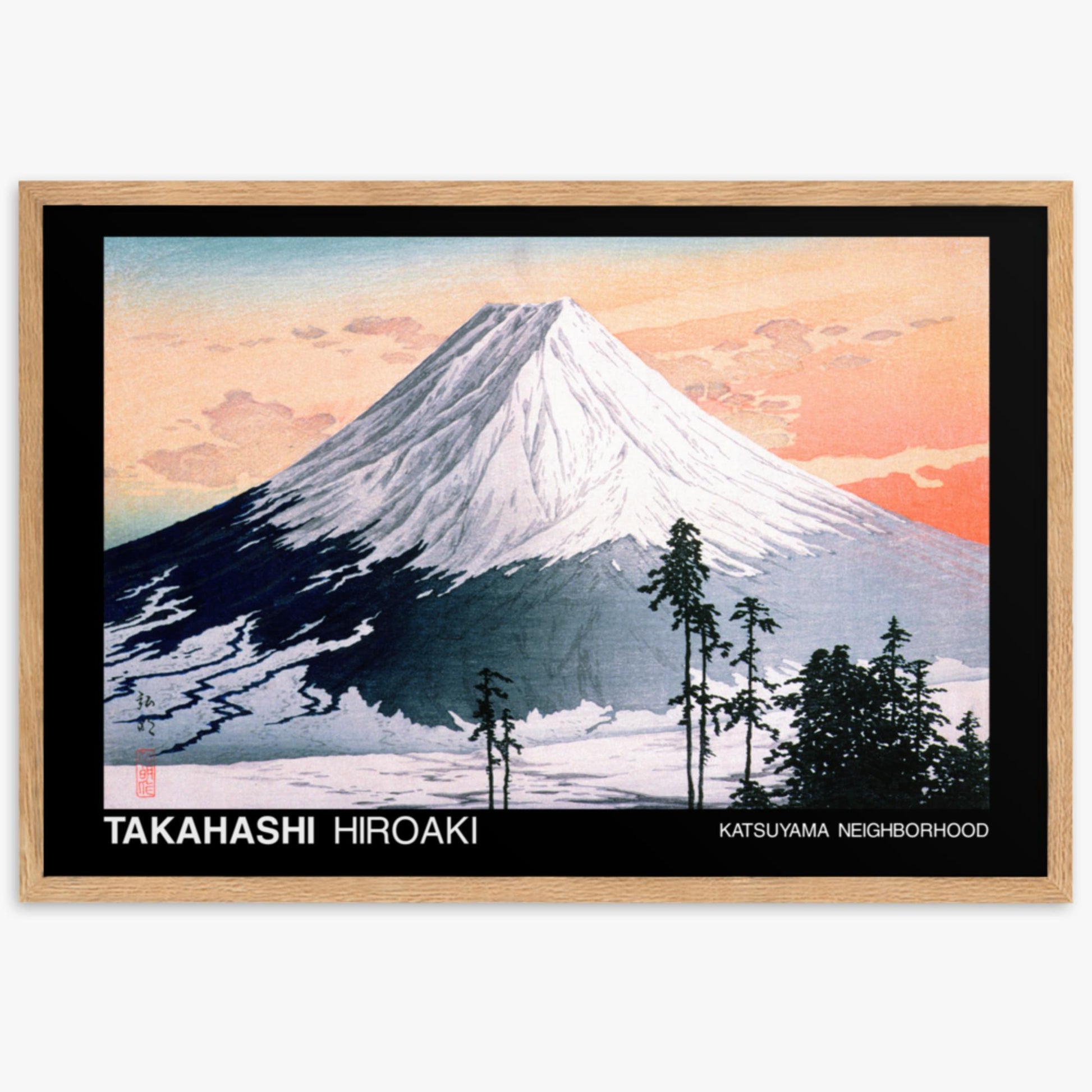 Hiroaki Takahashi - Katsuyama Neighborhood - Decoration 61x91 cm Poster With Oak Frame