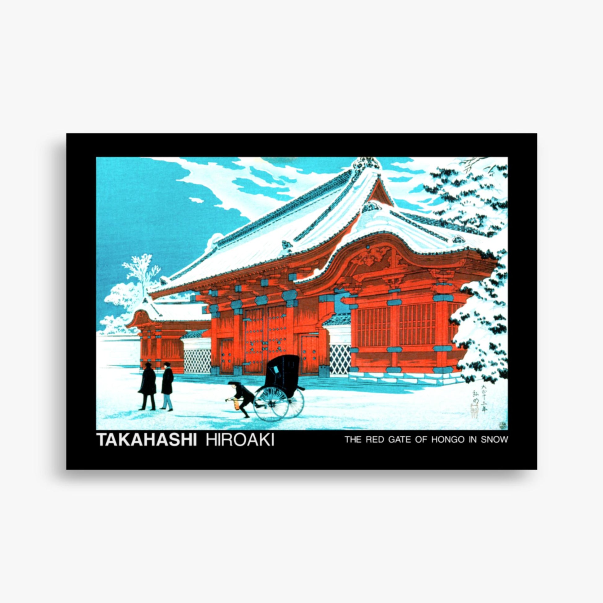 Hiroaki Takahashi - The Red Gate of Hongo in Snow - Decoration 50x70 cm Poster