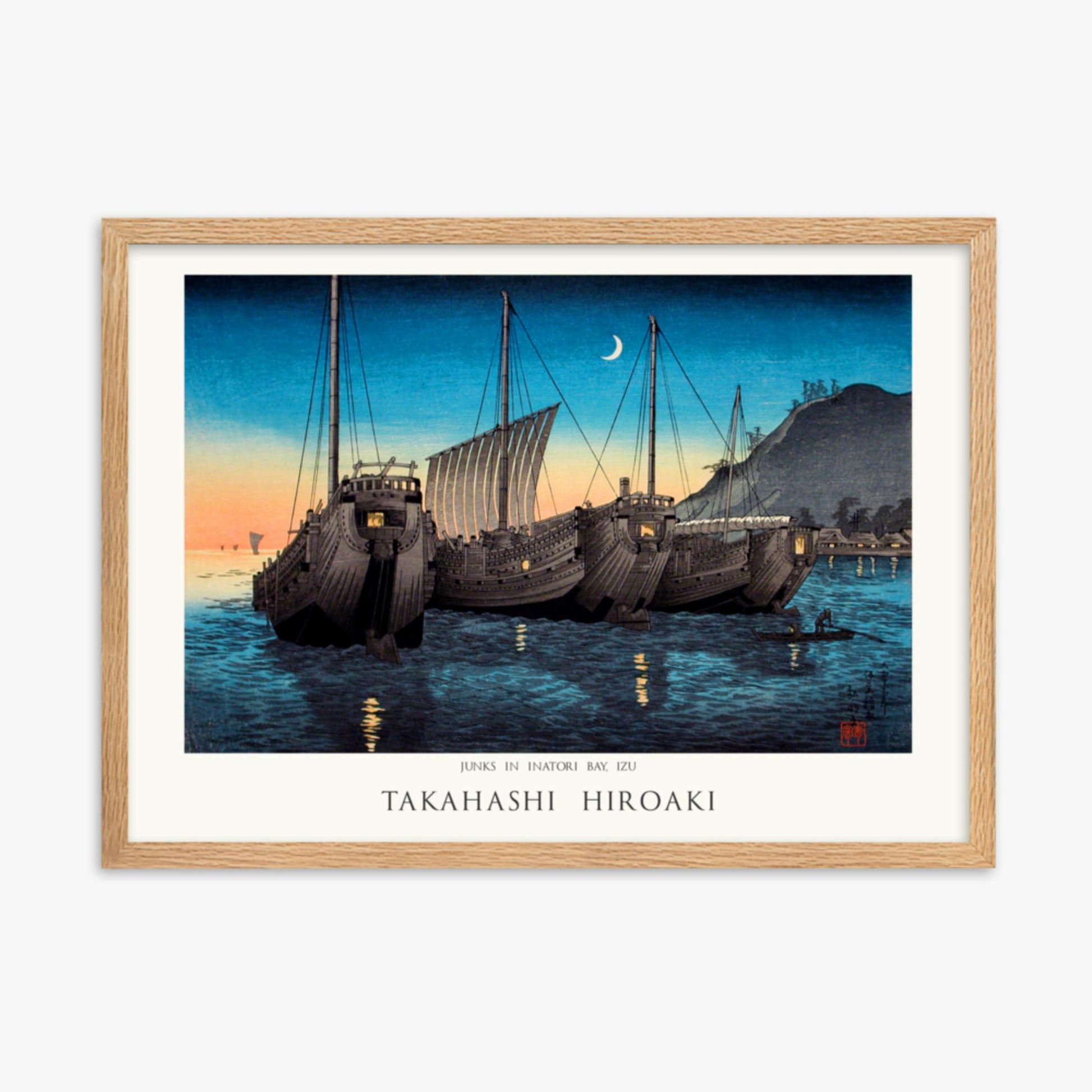 Hiroaki Takahashi - Junks in Inatori Bay, Izu - Decoration 50x70 cm Poster With Oak Frame