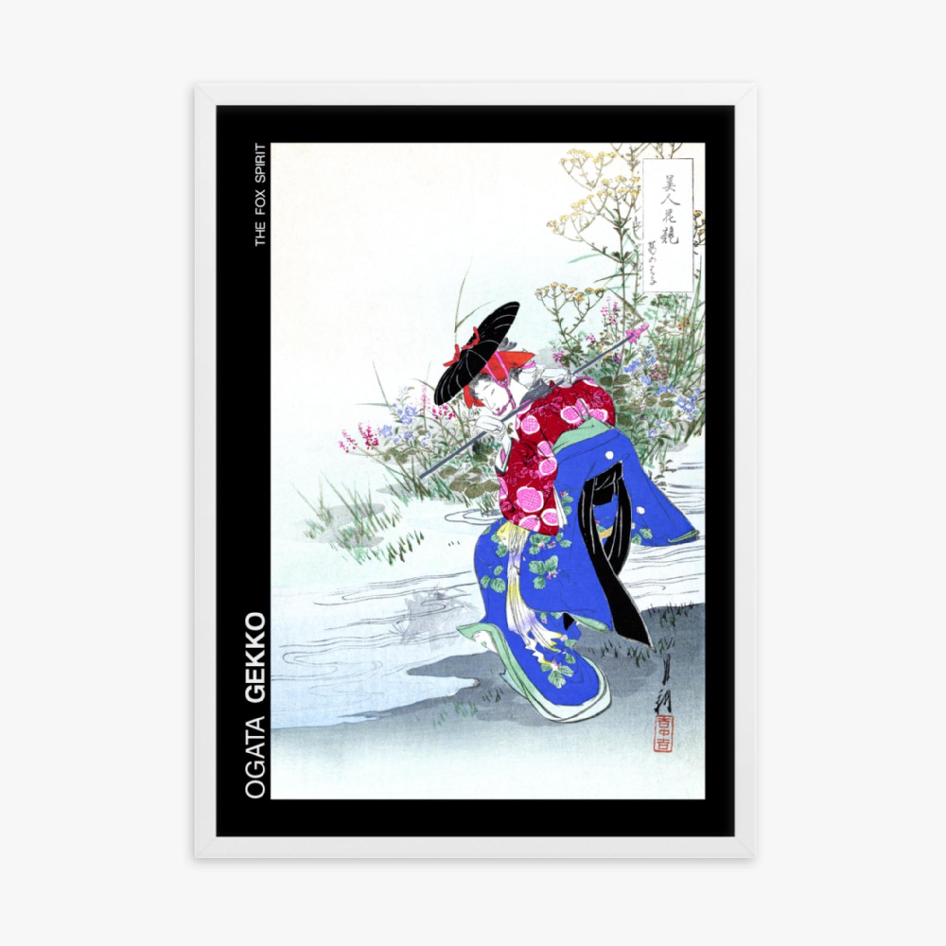 Ogata Gekko - The Fox Spirit - Decoration 50x70 cm Poster With White Frame