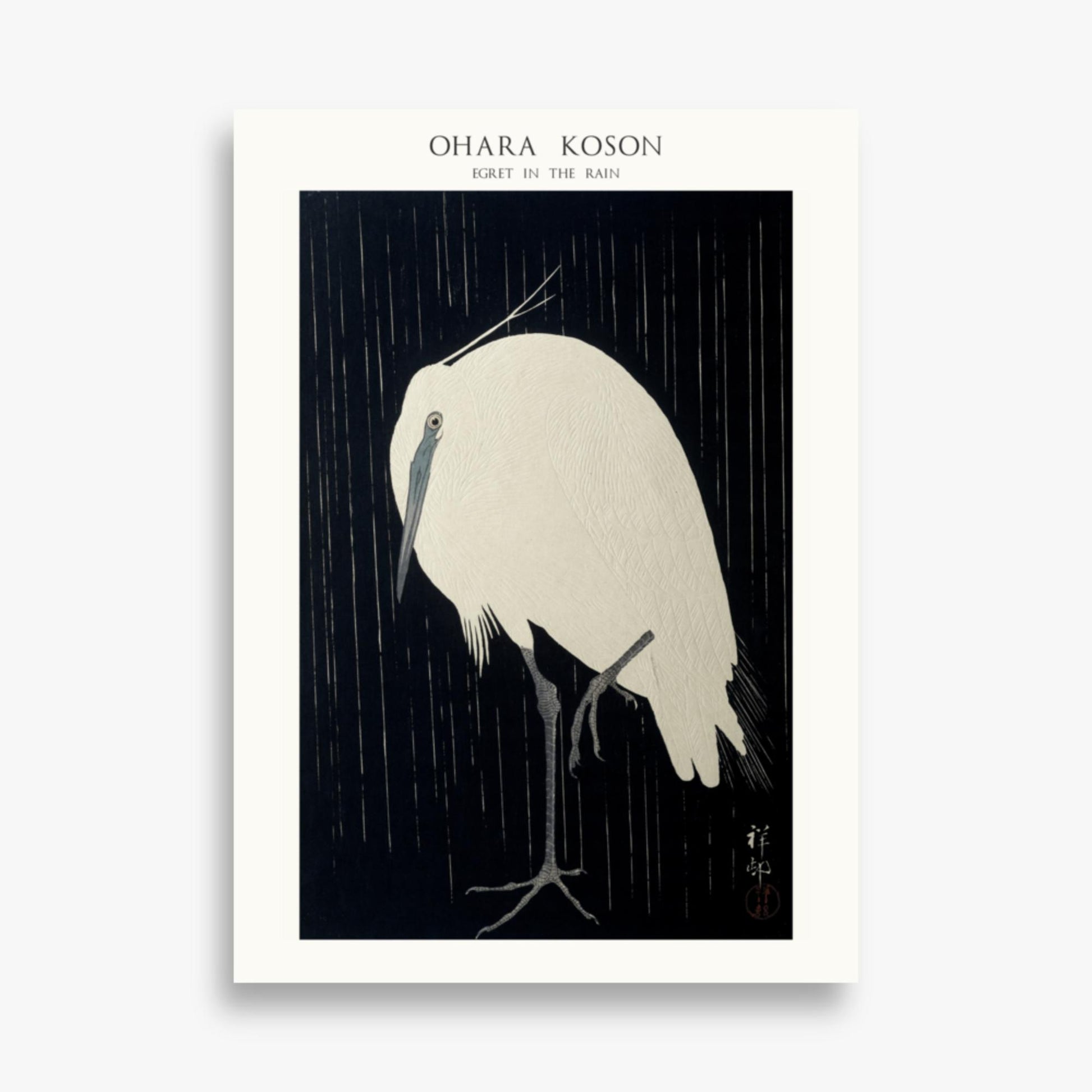 Ohara Koson: Egret in the Rain - Japandi - 50x70 cm Poster