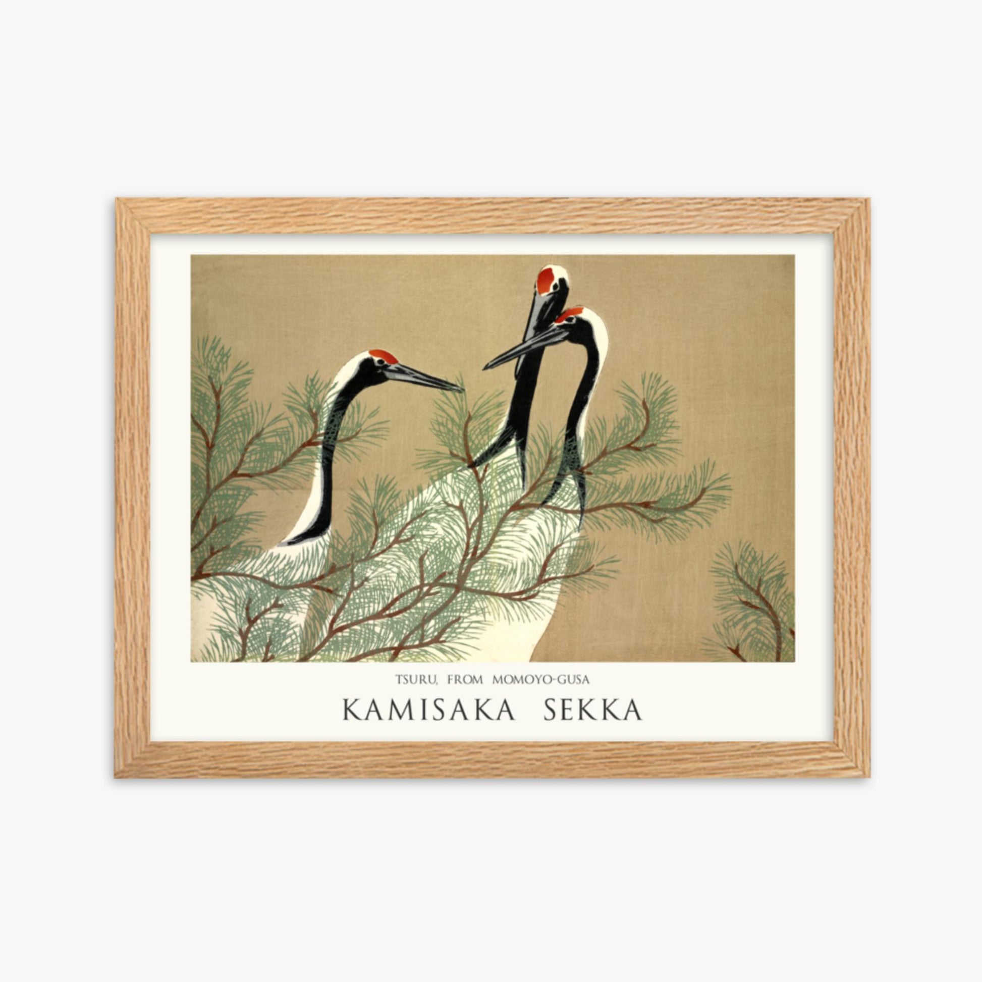 Kamisaka Sekka: Tsuru, from Momoyo-gusa - Japandi - 30x40 cm Poster With Oak Frame