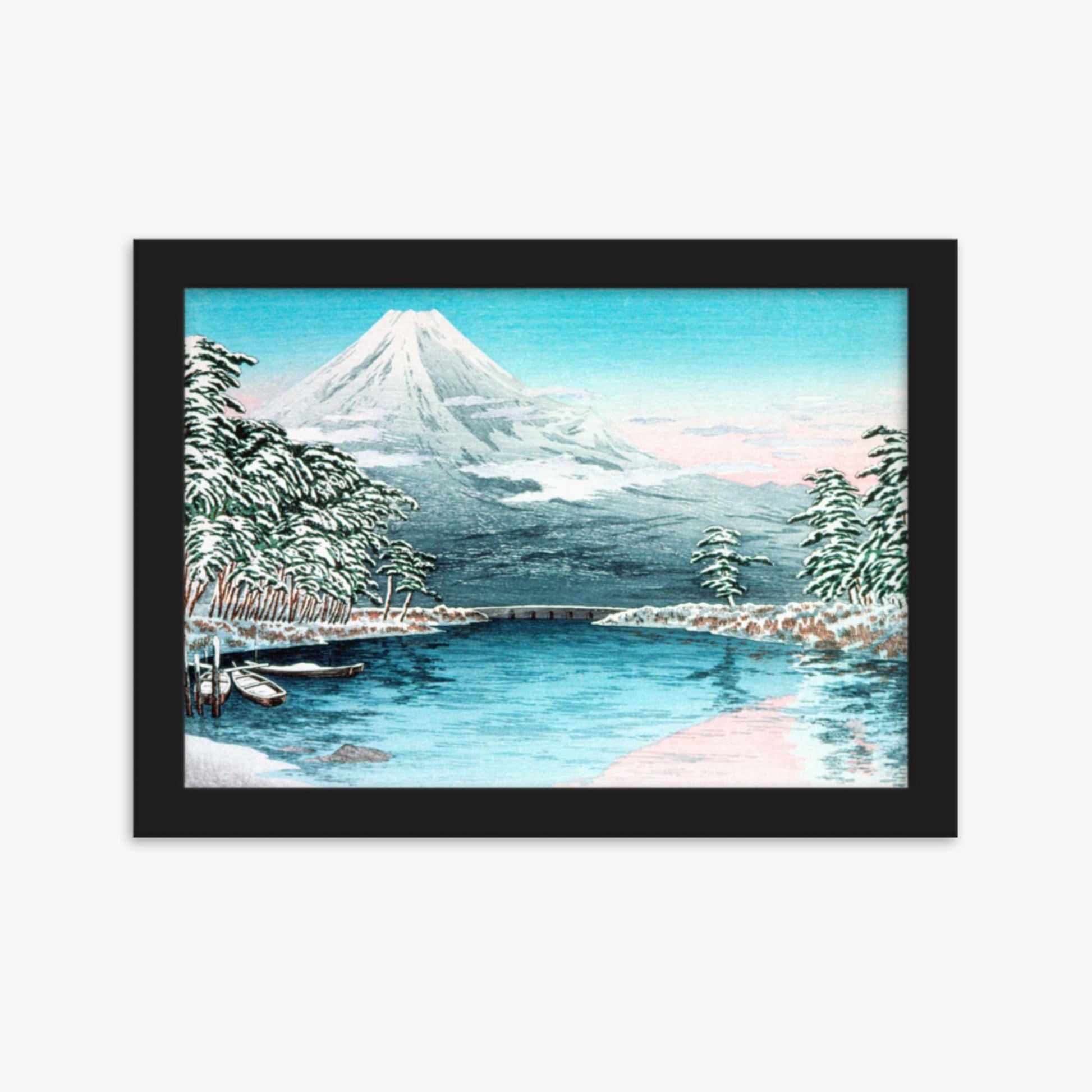 Takahashi Hiroaki (Shōtei) - Mt. Fuji from Tagonoura, Snow Scene 21x30 cm Poster With Black Frame