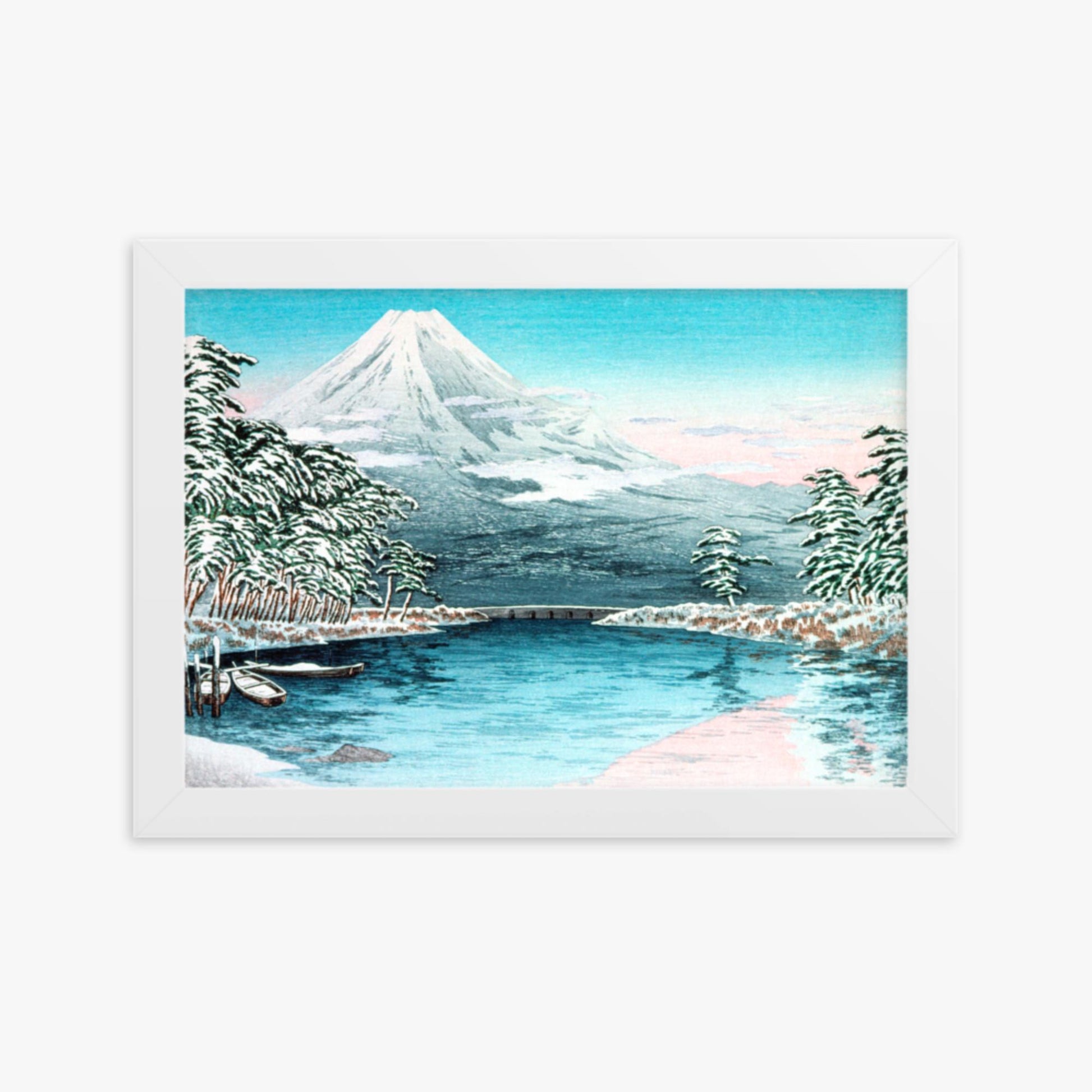 Takahashi Hiroaki (Shōtei) - Mt. Fuji from Tagonoura, Snow Scene 21x30 cm Poster With White Frame