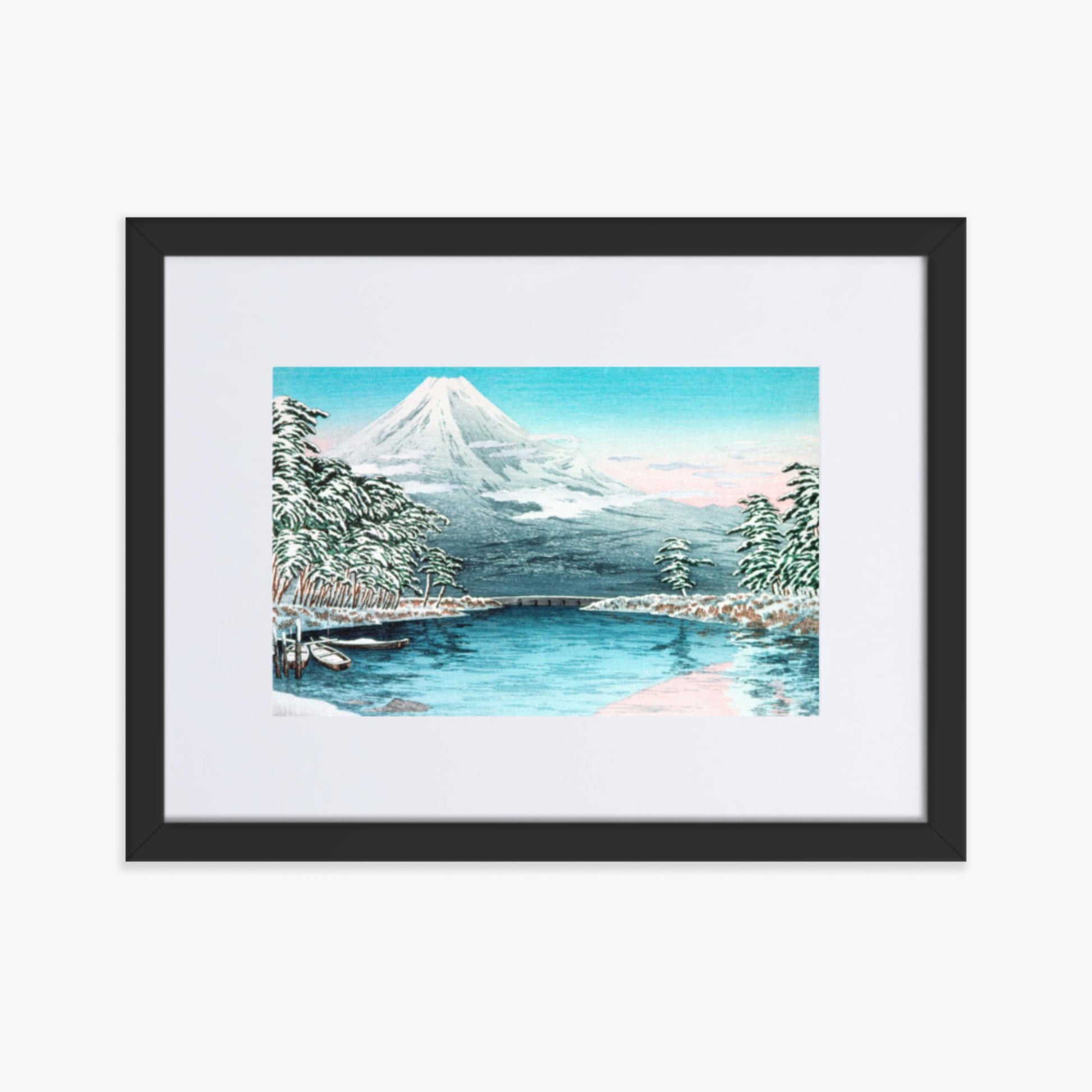 Takahashi Hiroaki (Shōtei) - Mt. Fuji from Tagonoura, Snow Scene 30x40 cm Poster With Black Frame