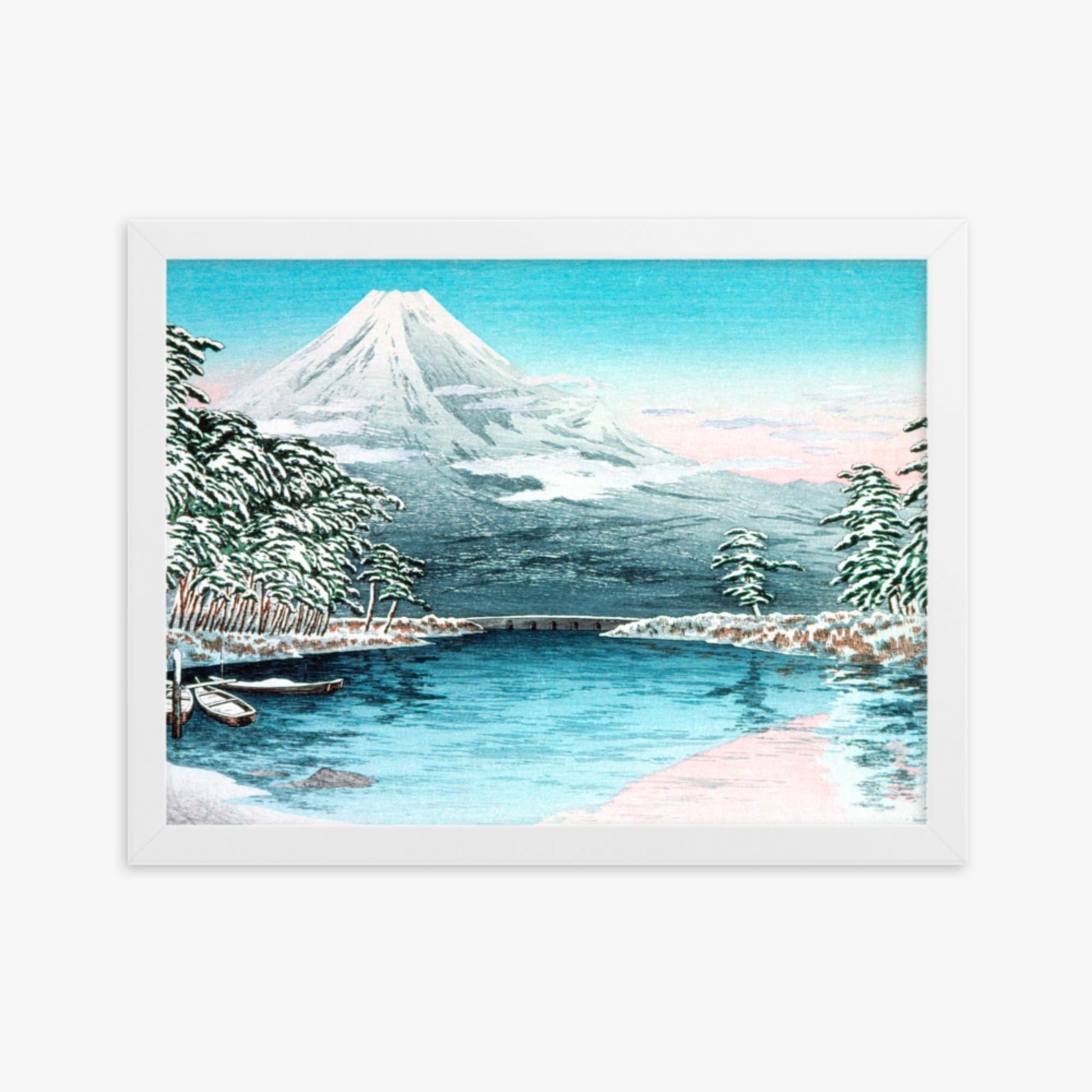 Takahashi Hiroaki (Shōtei) - Mt. Fuji from Tagonoura, Snow Scene 30x40 cm Poster With White Frame