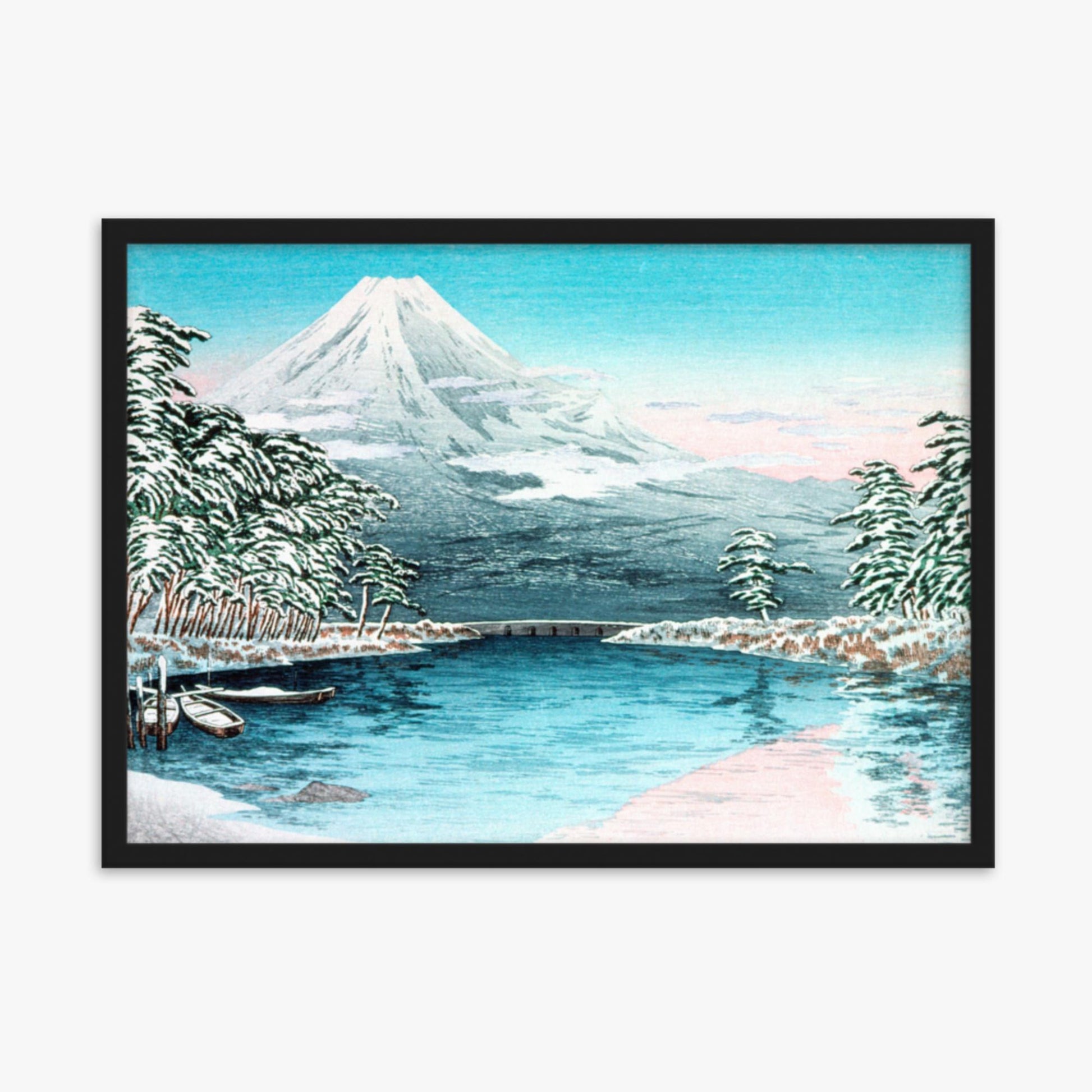 Takahashi Hiroaki (Shōtei) - Mt. Fuji from Tagonoura, Snow Scene 50x70 cm Poster With Black Frame