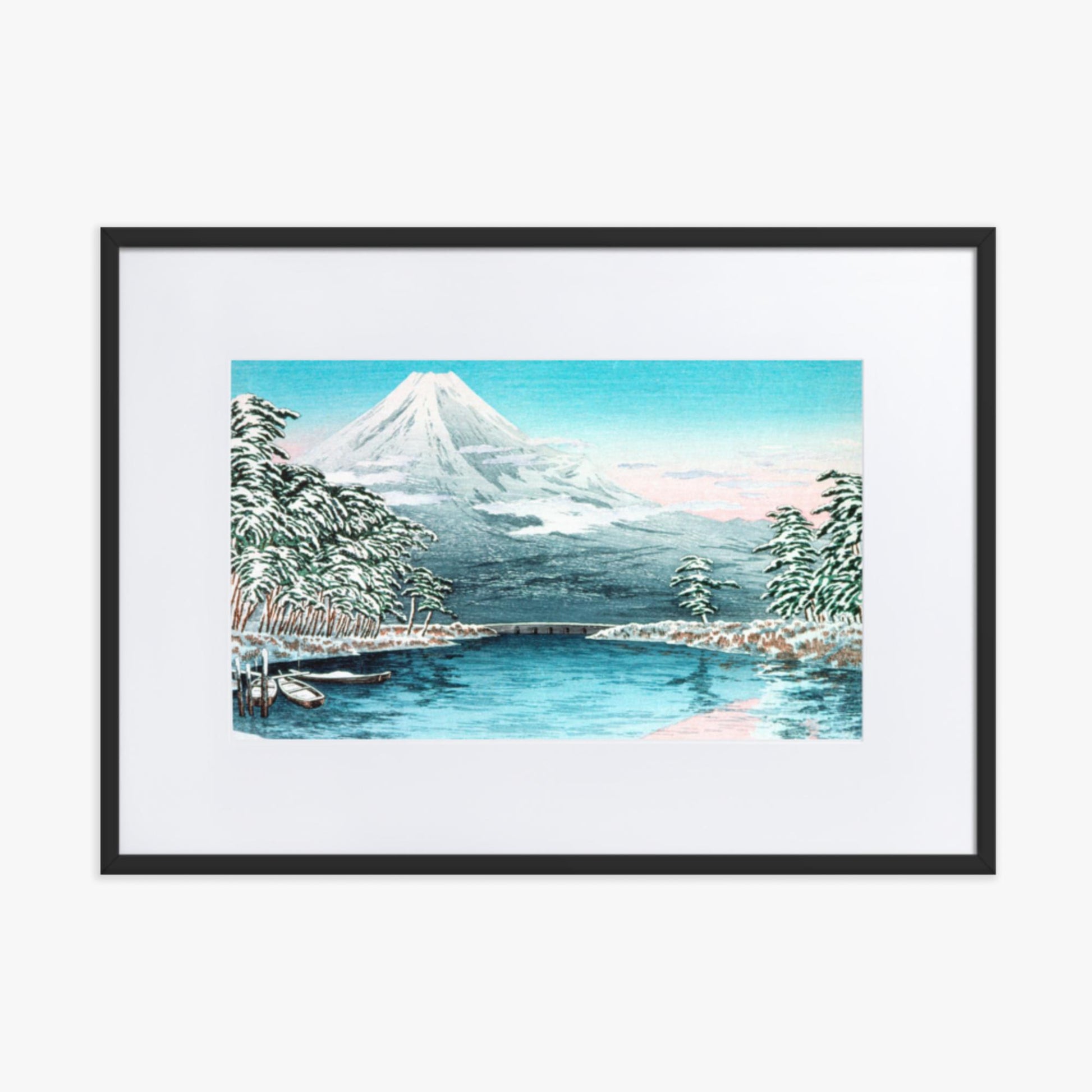 Takahashi Hiroaki (Shōtei) - Mt. Fuji from Tagonoura, Snow Scene 50x70 cm Poster With Black Frame