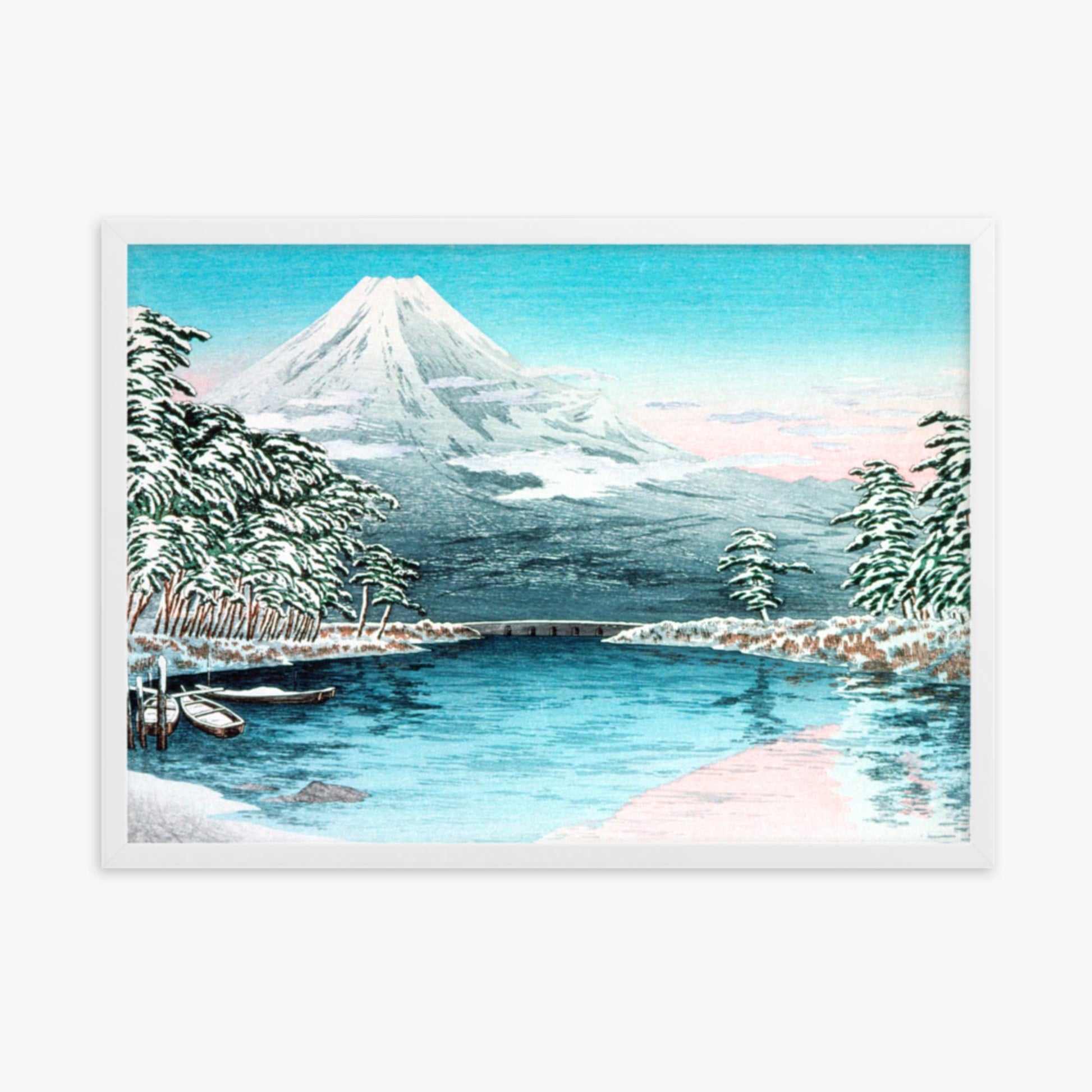 Takahashi Hiroaki (Shōtei) - Mt. Fuji from Tagonoura, Snow Scene 50x70 cm Poster With White Frame