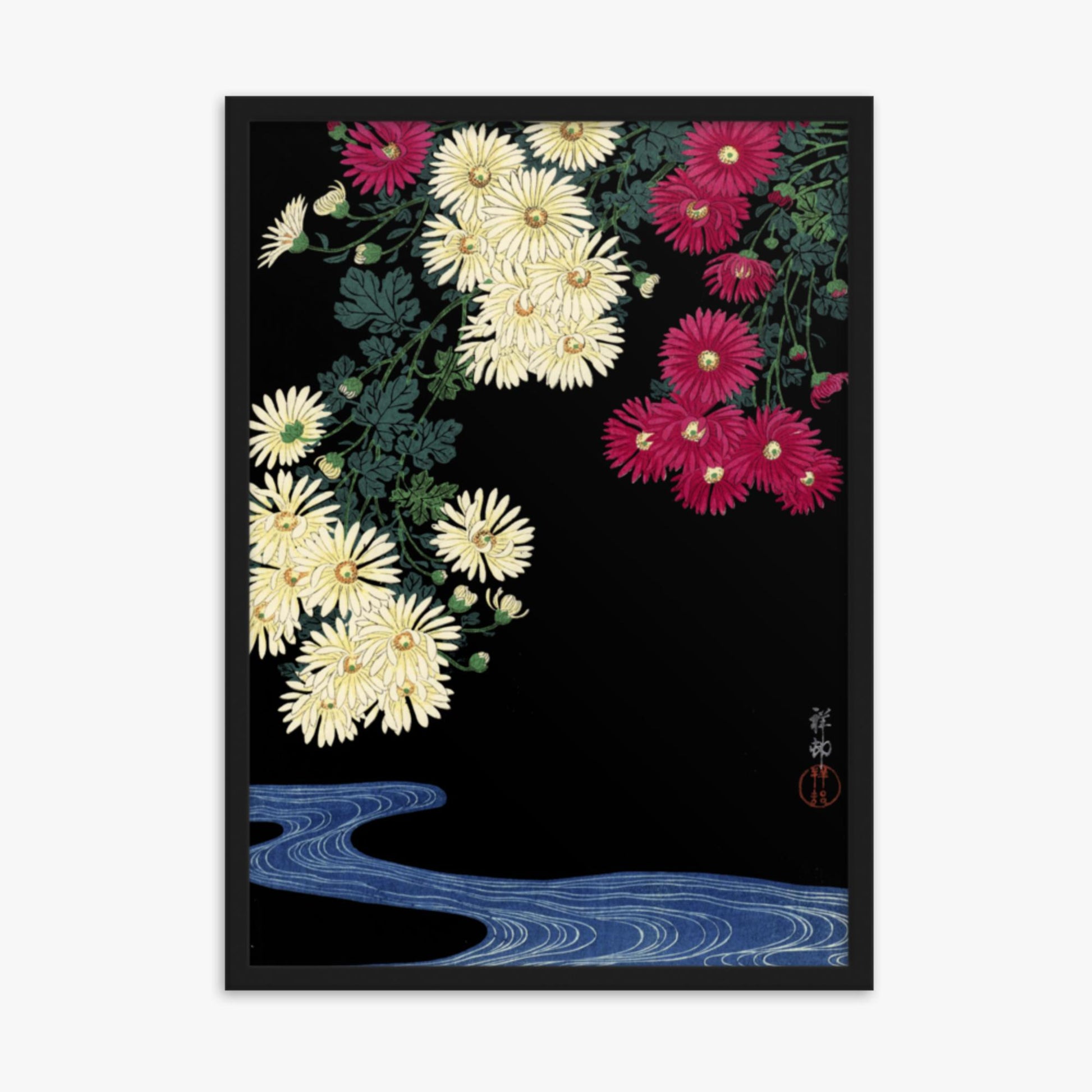 Ohara Koson - Chrysanthemums 50x70 cm Poster With Black Frame