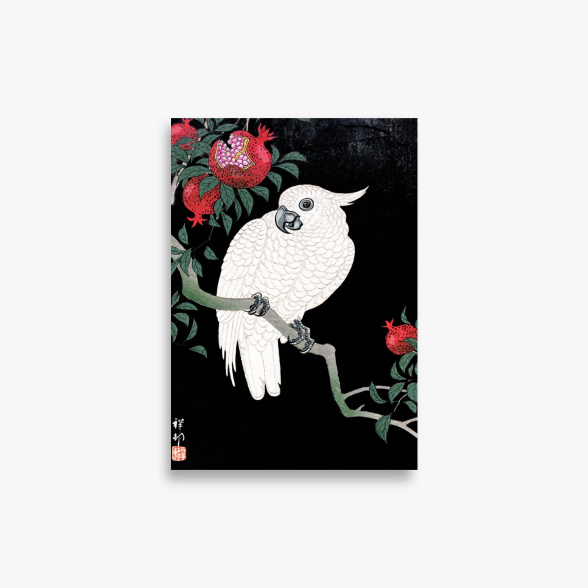 Ohara Koson - Cockatoo and Pomegranate 21x30 cm Poster