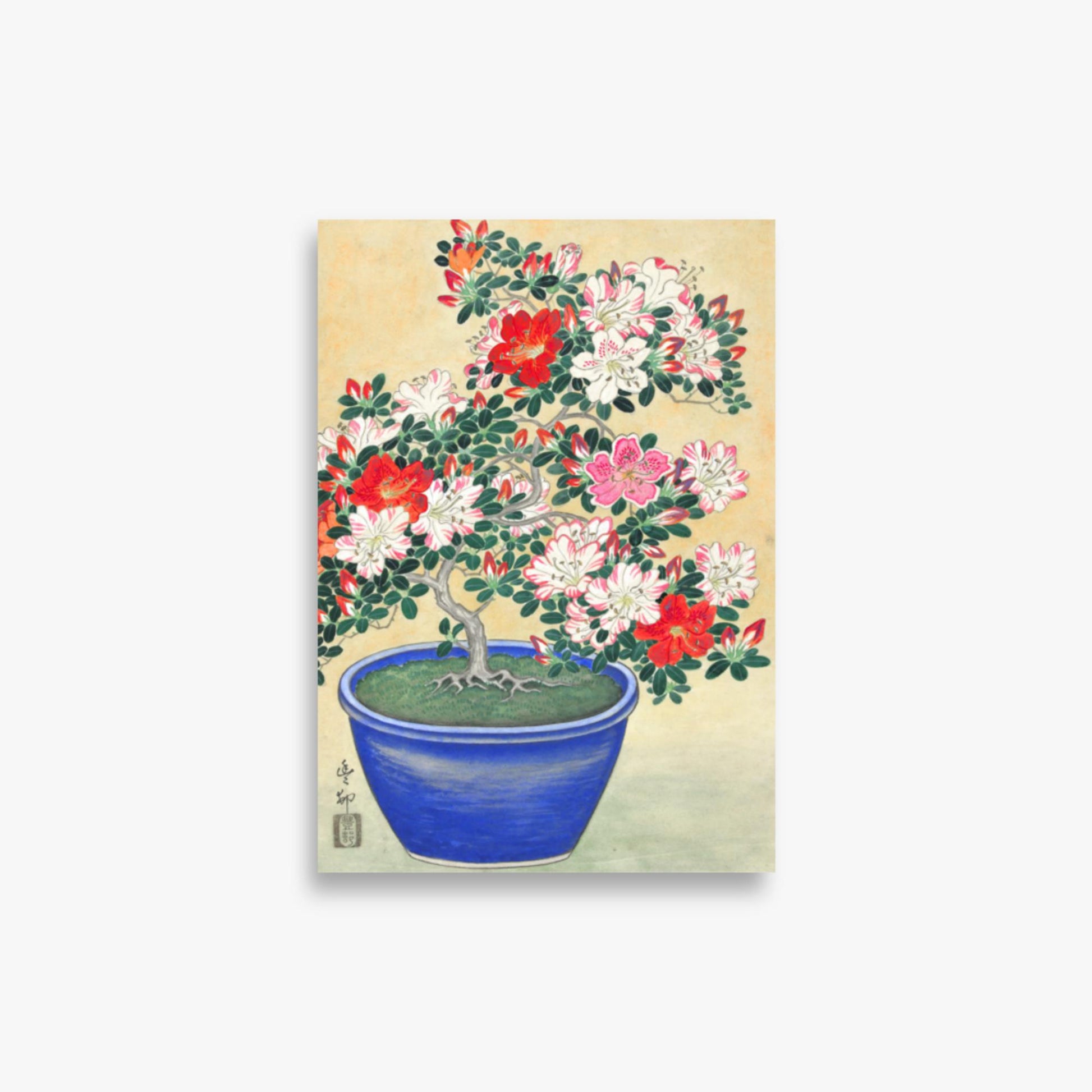 Ohara Koson - Blooming Azalea in Blue Pot 21x30 cm Poster