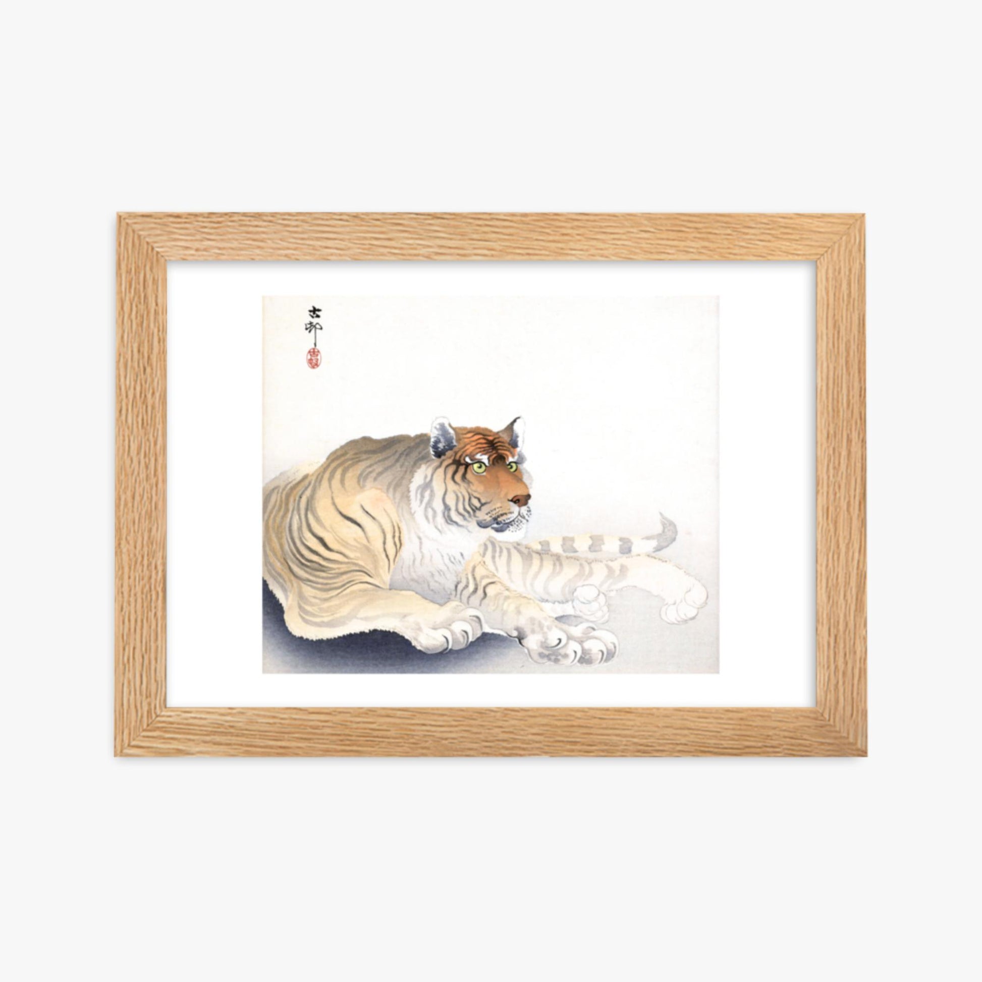 Ohara Koson - Tiger 21x30 cm Poster With Oak Frame