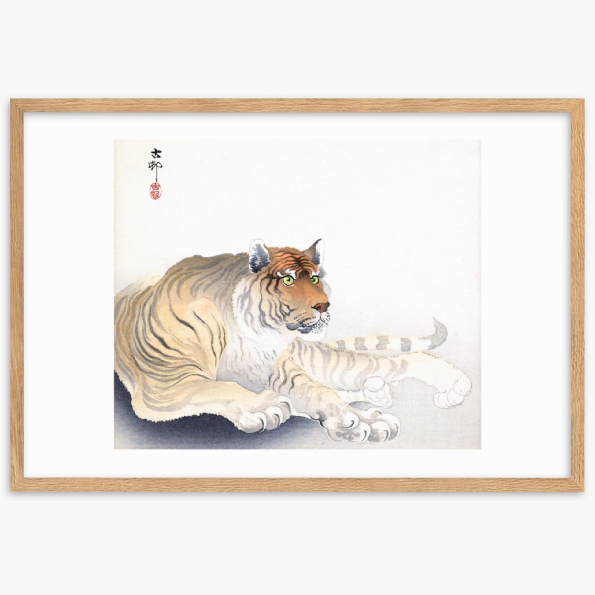 Ohara Koson - Tiger 61x91 cm Poster With Oak Frame