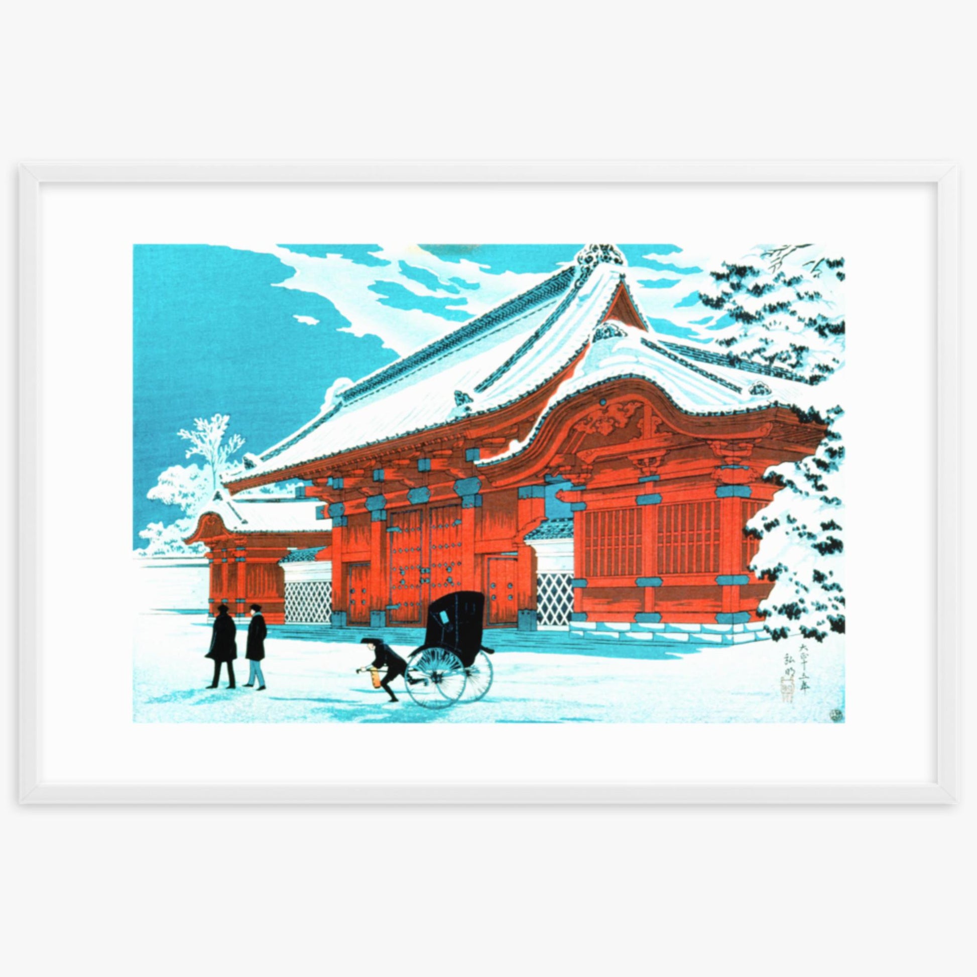 Takahashi Hiroaki (Shōtei) - The Red Gate of Hongo in Snow 61x91 cm Poster With White Frame