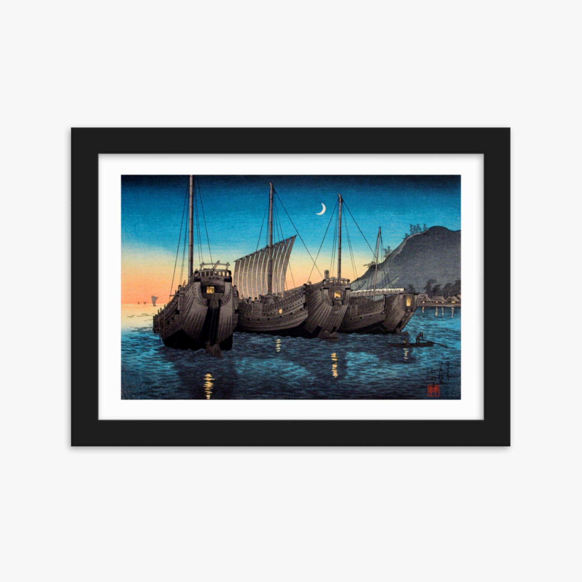 Takahashi Hiroaki (Shōtei) - Junks in Inatori Bay, Izu 21x30 cm Poster With Black Frame