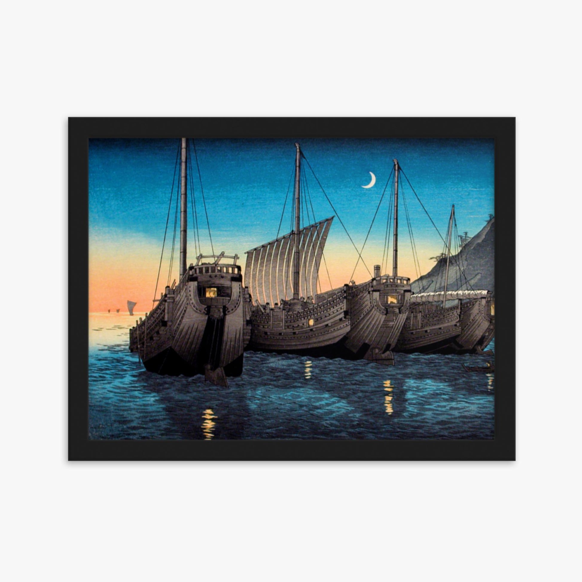 Takahashi Hiroaki (Shōtei) - Junks in Inatori Bay, Izu 30x40 cm Poster With Black Frame