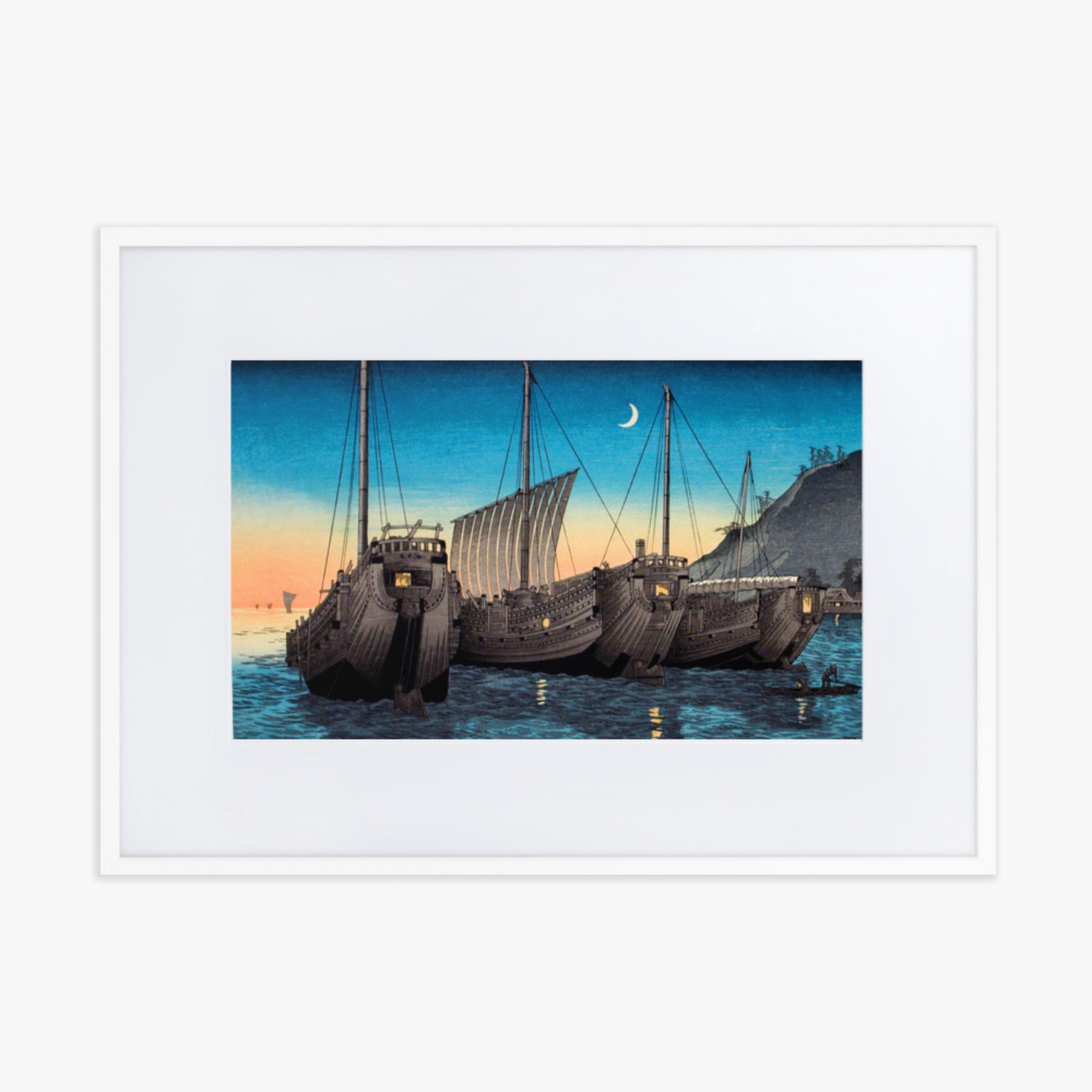 Takahashi Hiroaki (Shōtei) - Junks in Inatori Bay, Izu 50x70 cm Poster With White Frame