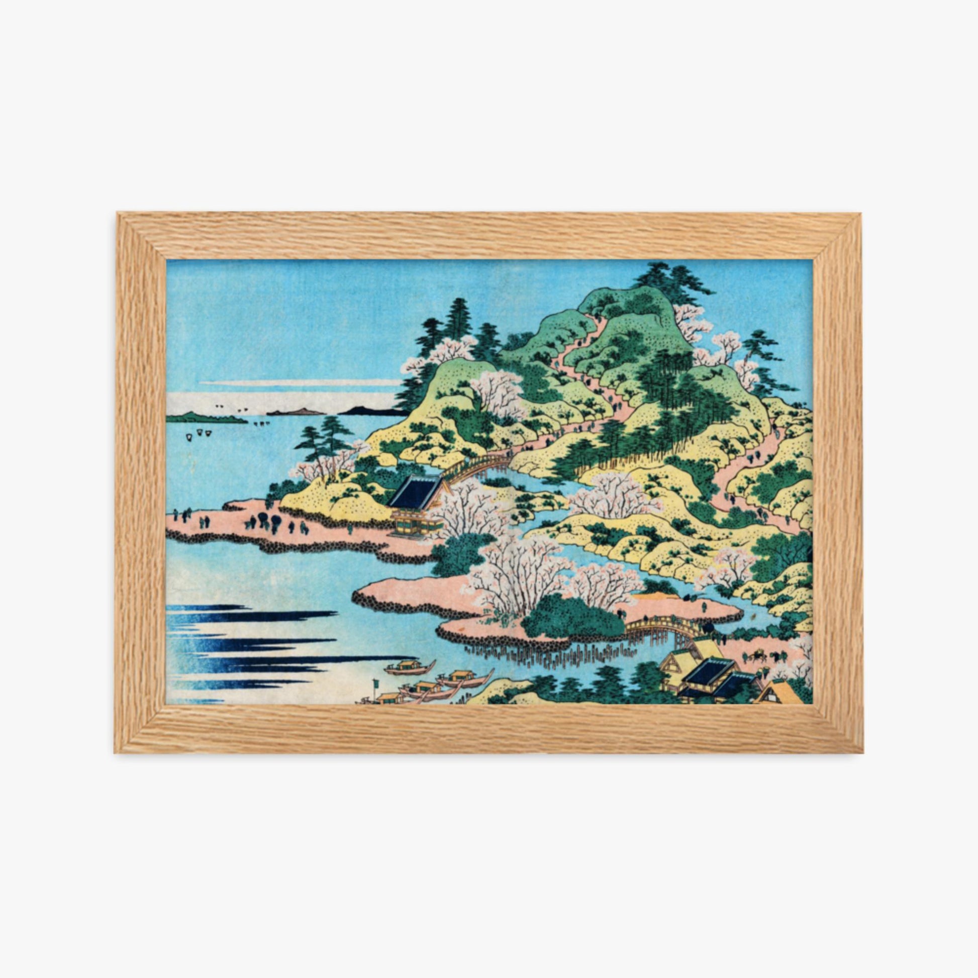 Katsushika Hokusai - Sesshu Ajigawaguchi Tenposan  21x30 cm Poster With Oak Frame