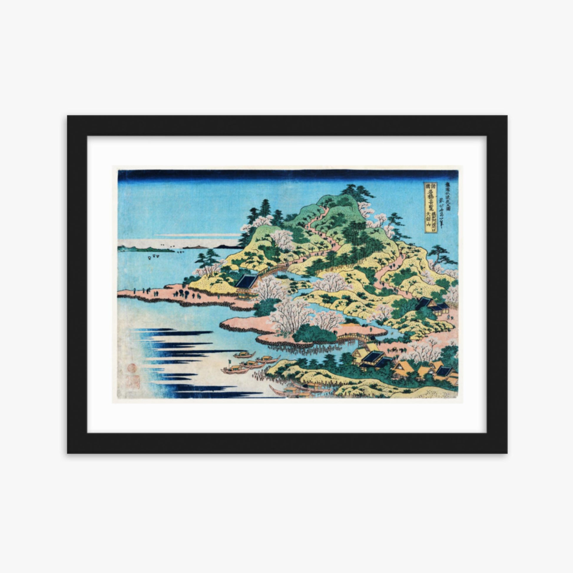 Katsushika Hokusai - Sesshu Ajigawaguchi Tenposan  30x40 cm Poster With Black Frame