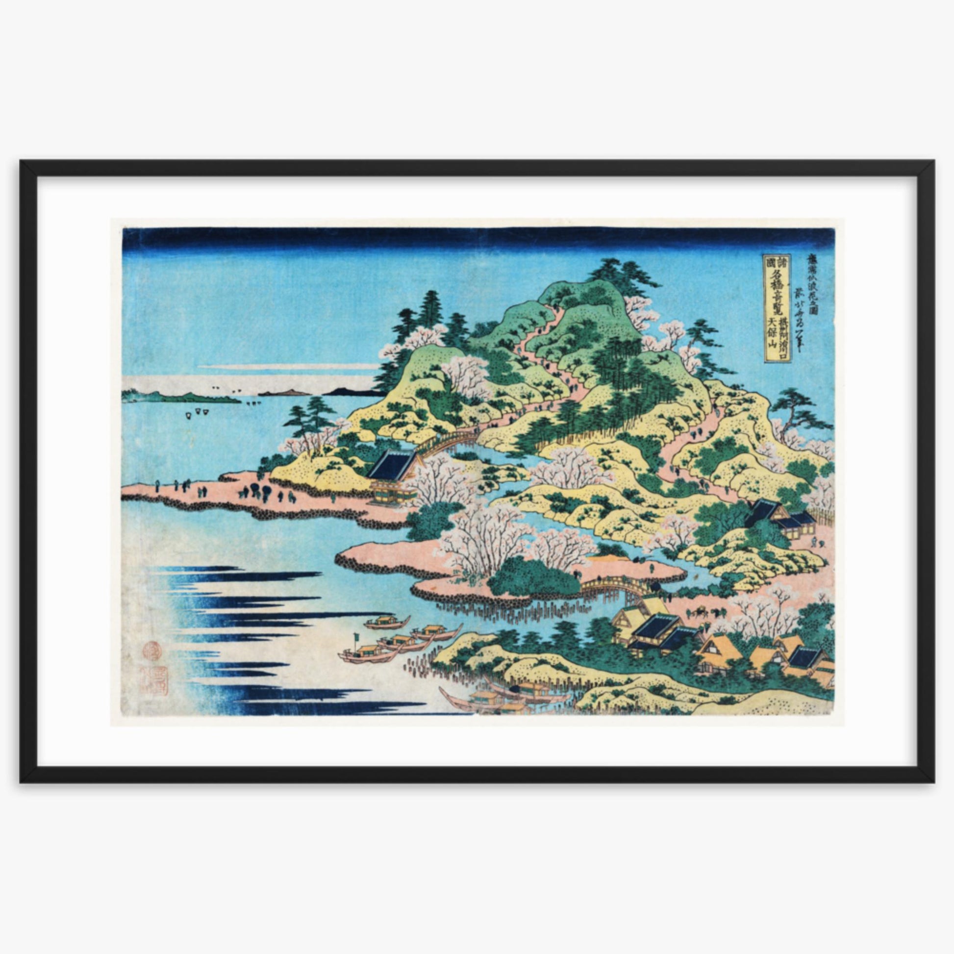 Katsushika Hokusai - Sesshu Ajigawaguchi Tenposan  61x91 cm Poster With Black Frame