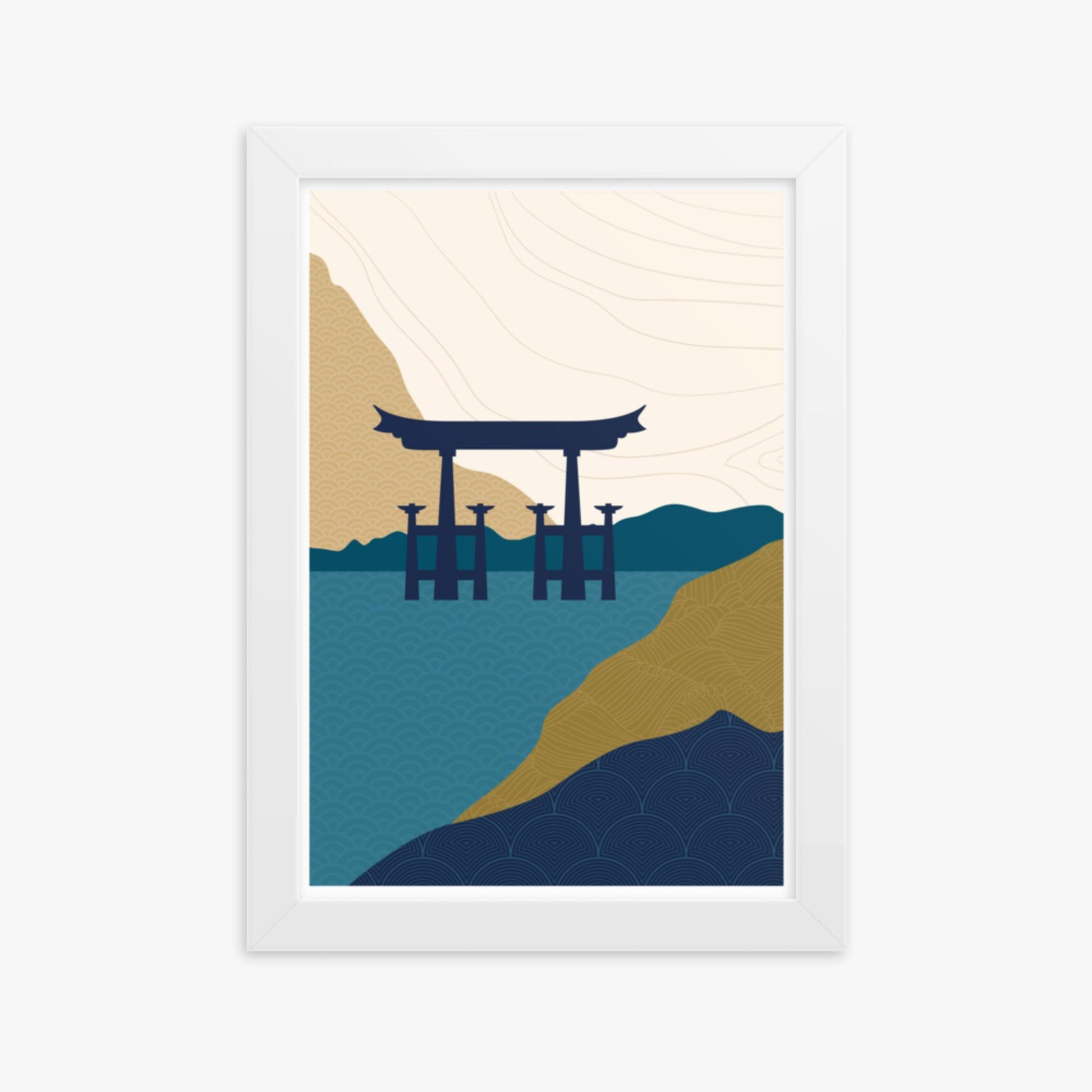 Modern illustration: Torii Gate in the Water 21x30 cm Poster With White Frame Frame