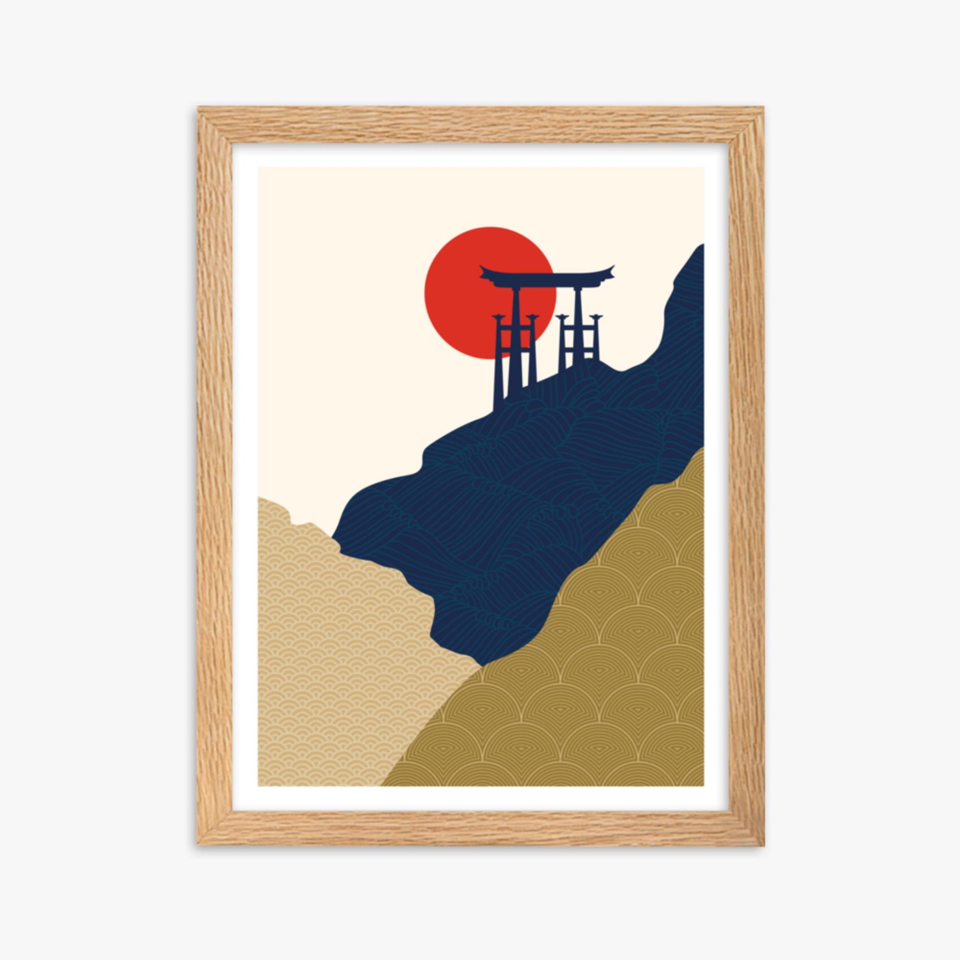 Modern illustration: Torii Gate in the Sun 30x40 cm Poster With Oak Frame Frame