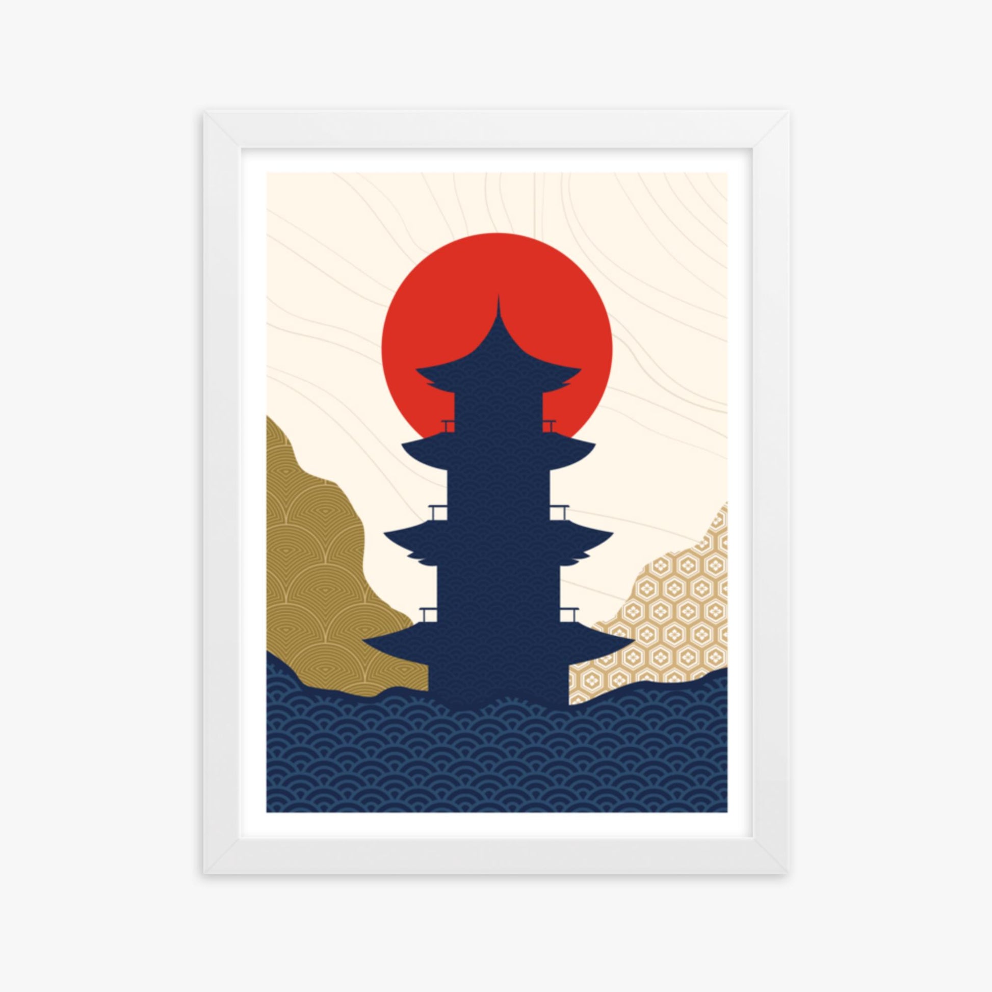 Modern illustration: Shrine in the Sun 2 30x40 cm Poster With White Frame Frame