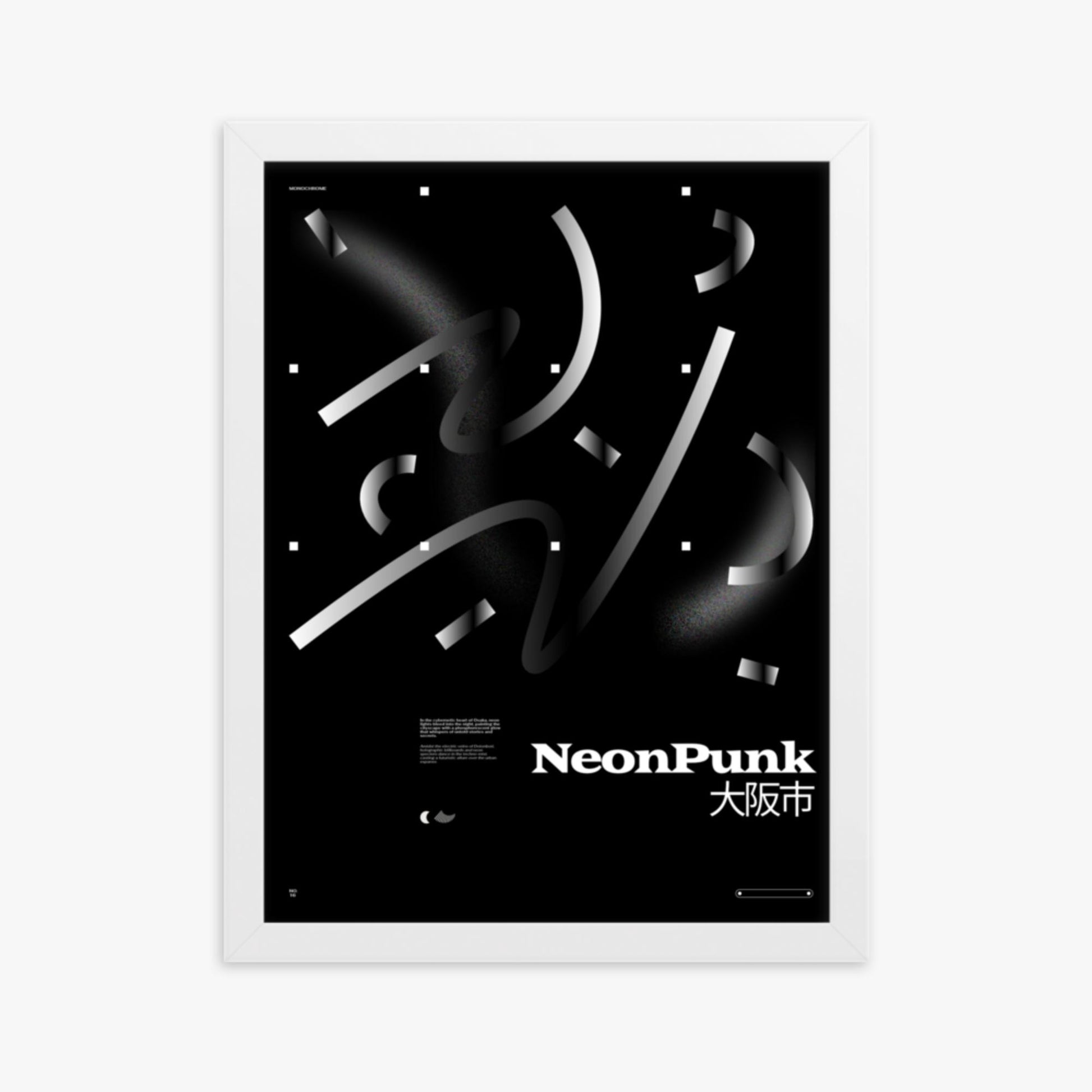 Modern illustration: Monochrome Lines 30x40 cm Poster With White Frame Frame