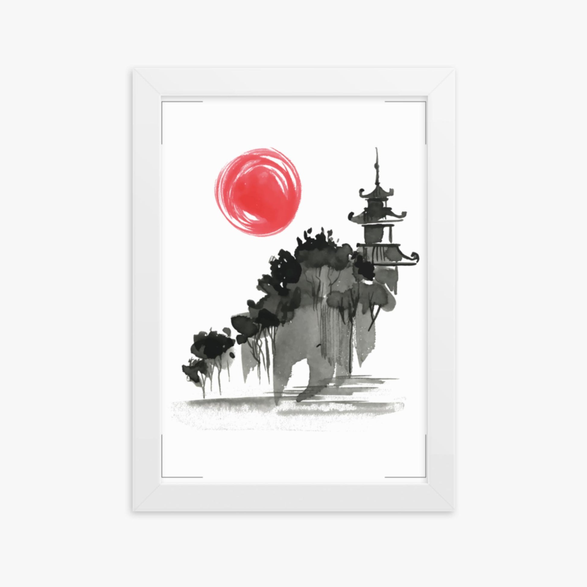 Modern illustration: Castle in the Sun 21x30 cm Poster With White Frame Frame