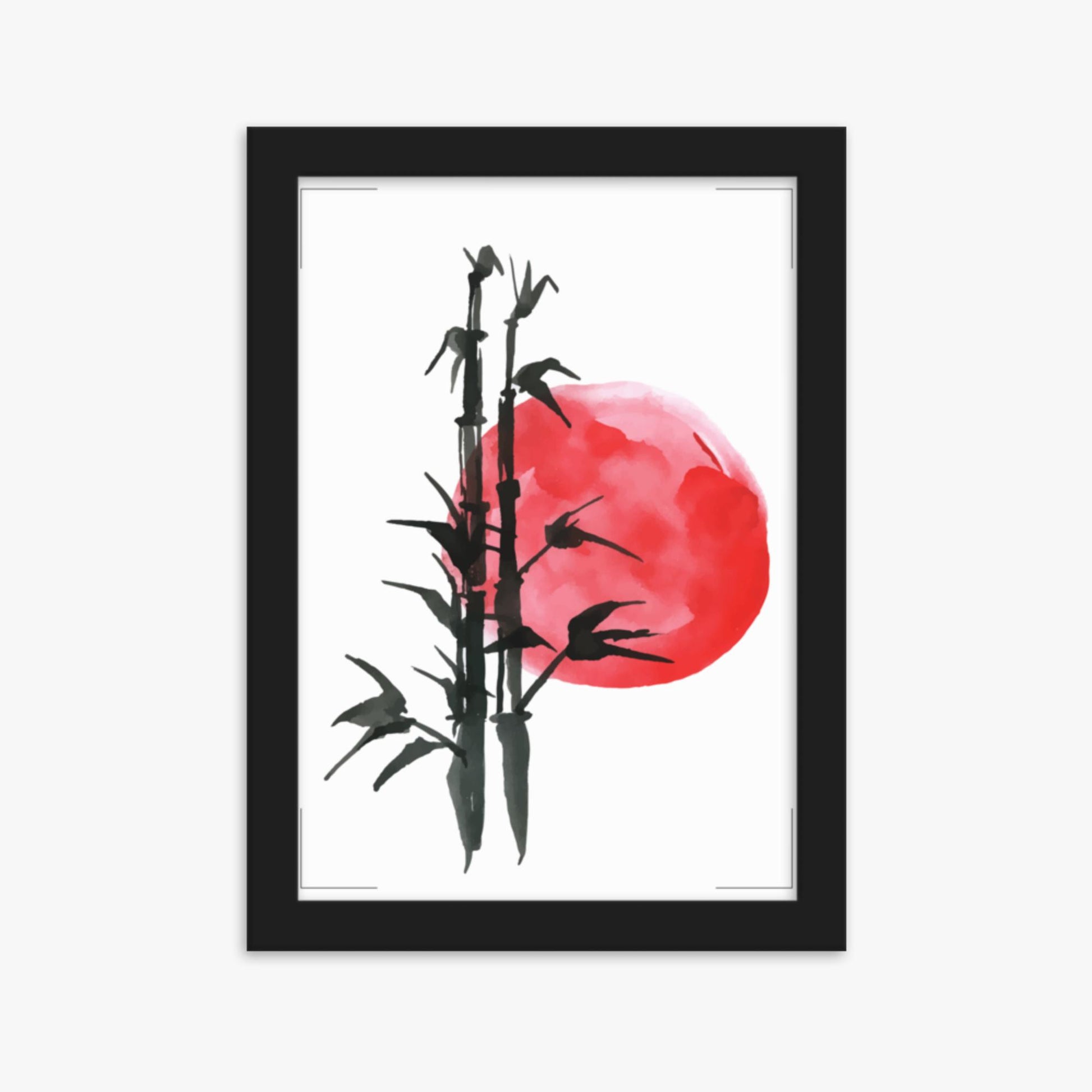 Modern illustration: Bamboo at Sunset 21x30 cm Poster With Black Frame Frame