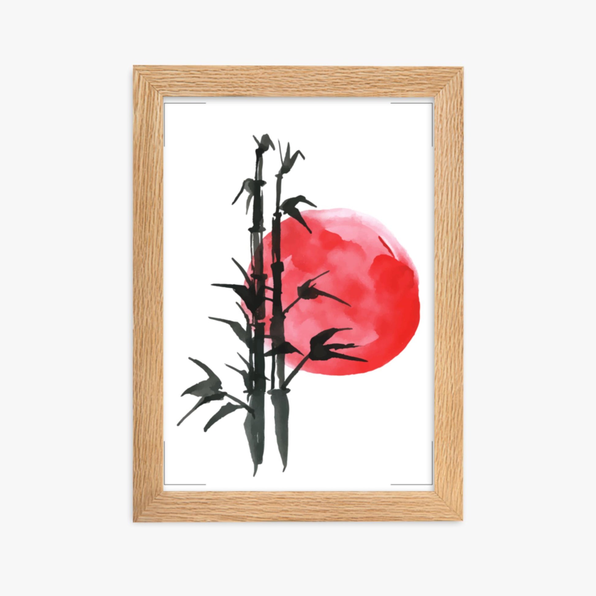 Modern illustration: Bamboo at Sunset 21x30 cm Poster With Oak Frame Frame