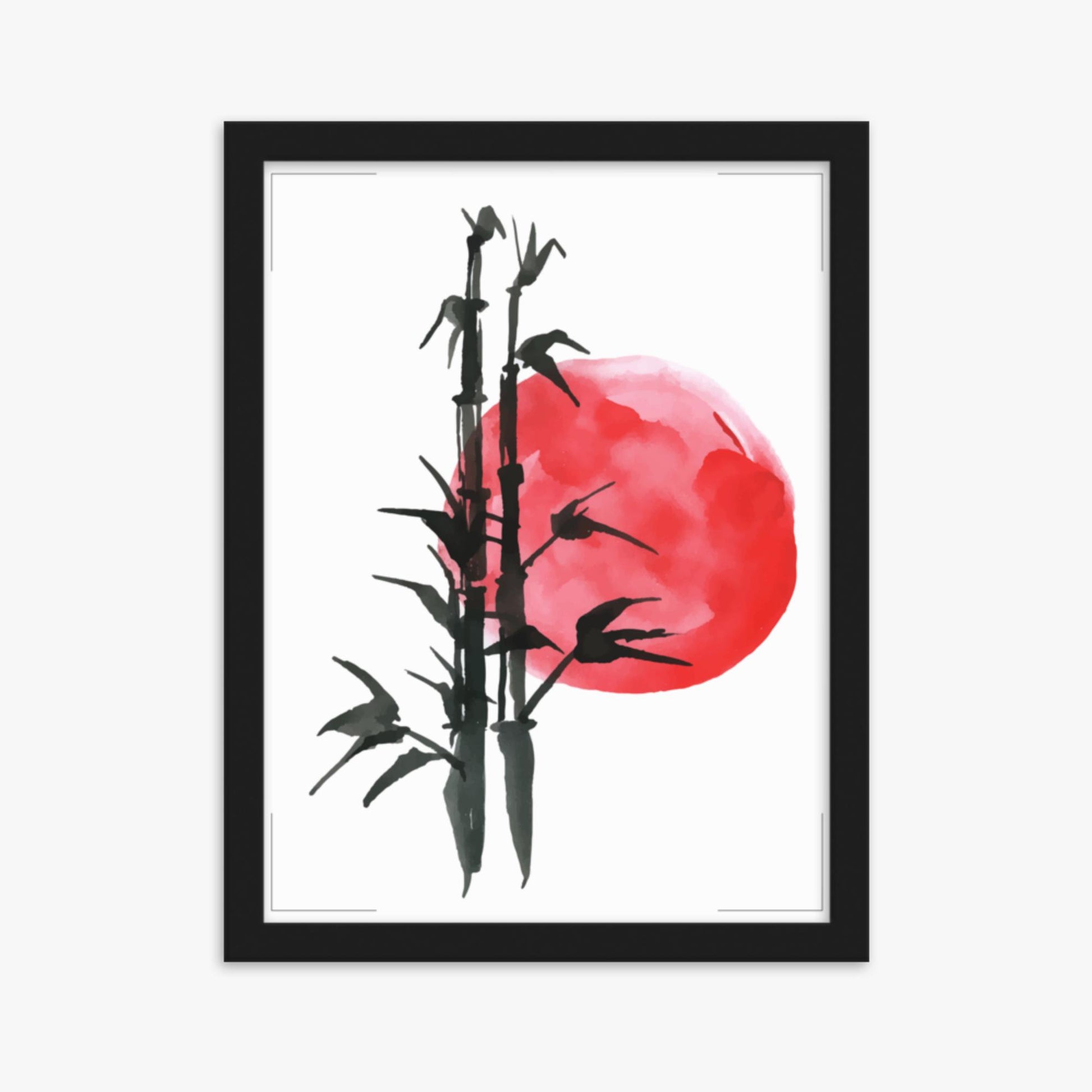 Modern illustration: Bamboo at Sunset 30x40 cm Poster With Black Frame Frame