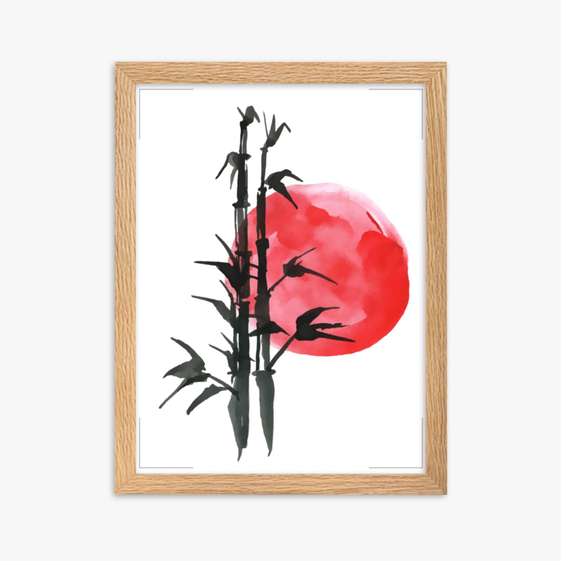 Modern illustration: Bamboo at Sunset 30x40 cm Poster With Oak Frame Frame