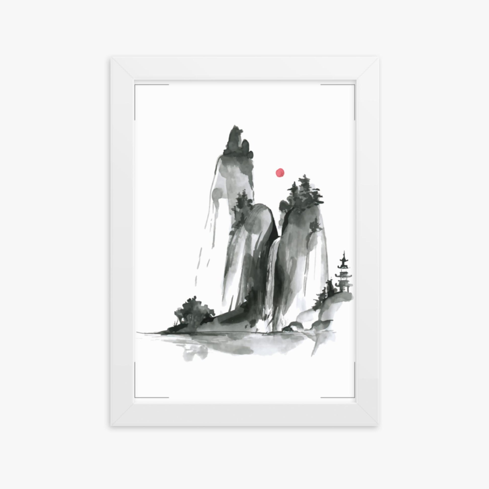 Modern illustration: Shrine on a Hill 21x30 cm Poster With White Frame Frame