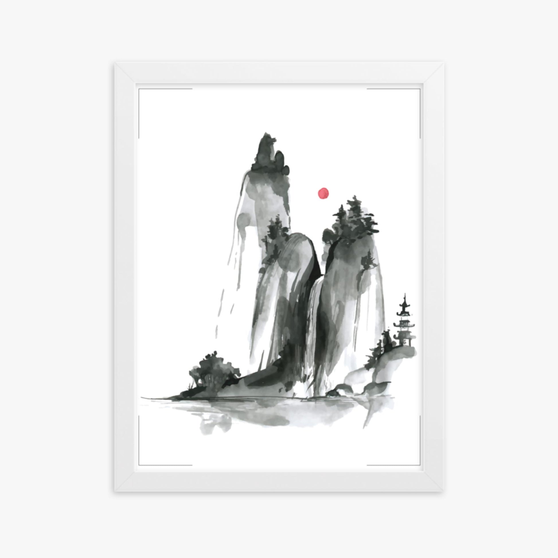 Modern illustration: Shrine on a Hill 30x40 cm Poster With White Frame Frame