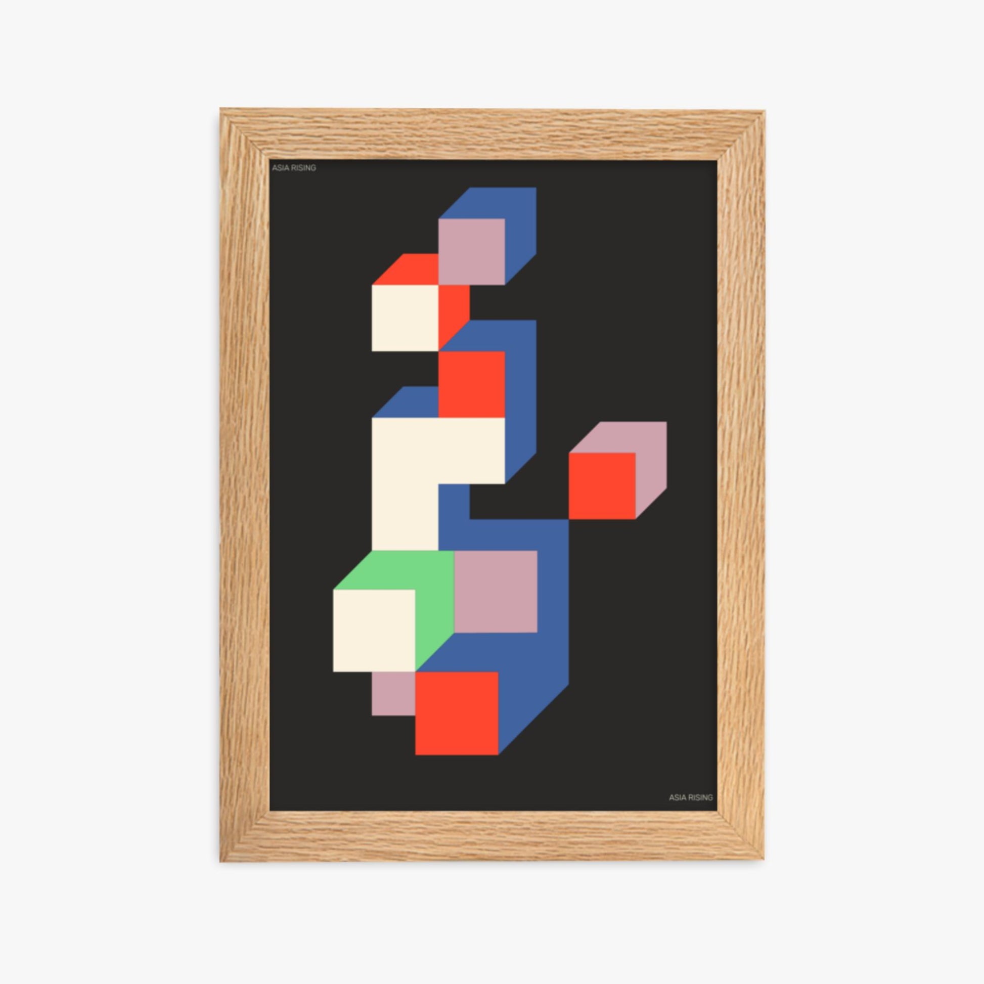 Modern illustration: Skyscraper 21x30 cm Poster With Oak Frame Frame