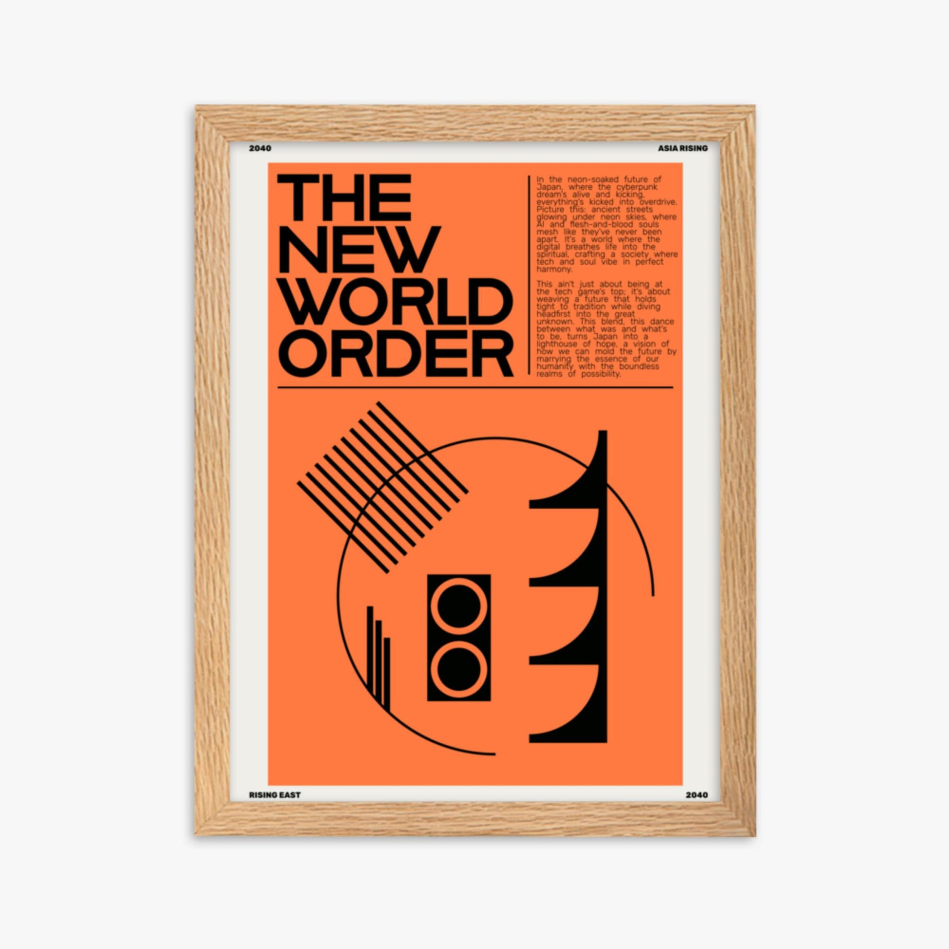 Modern illustration: The New World Order 30x40 cm Poster With Oak Frame Frame