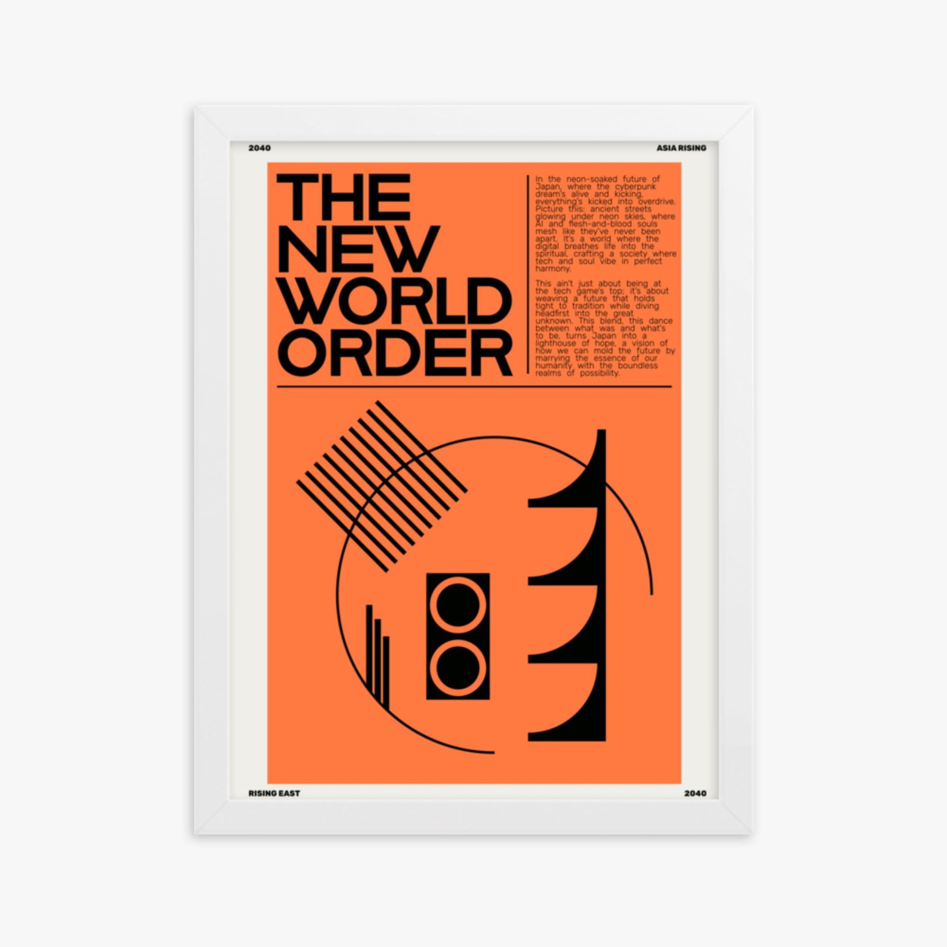 Modern illustration: The New World Order 30x40 cm Poster With White Frame Frame