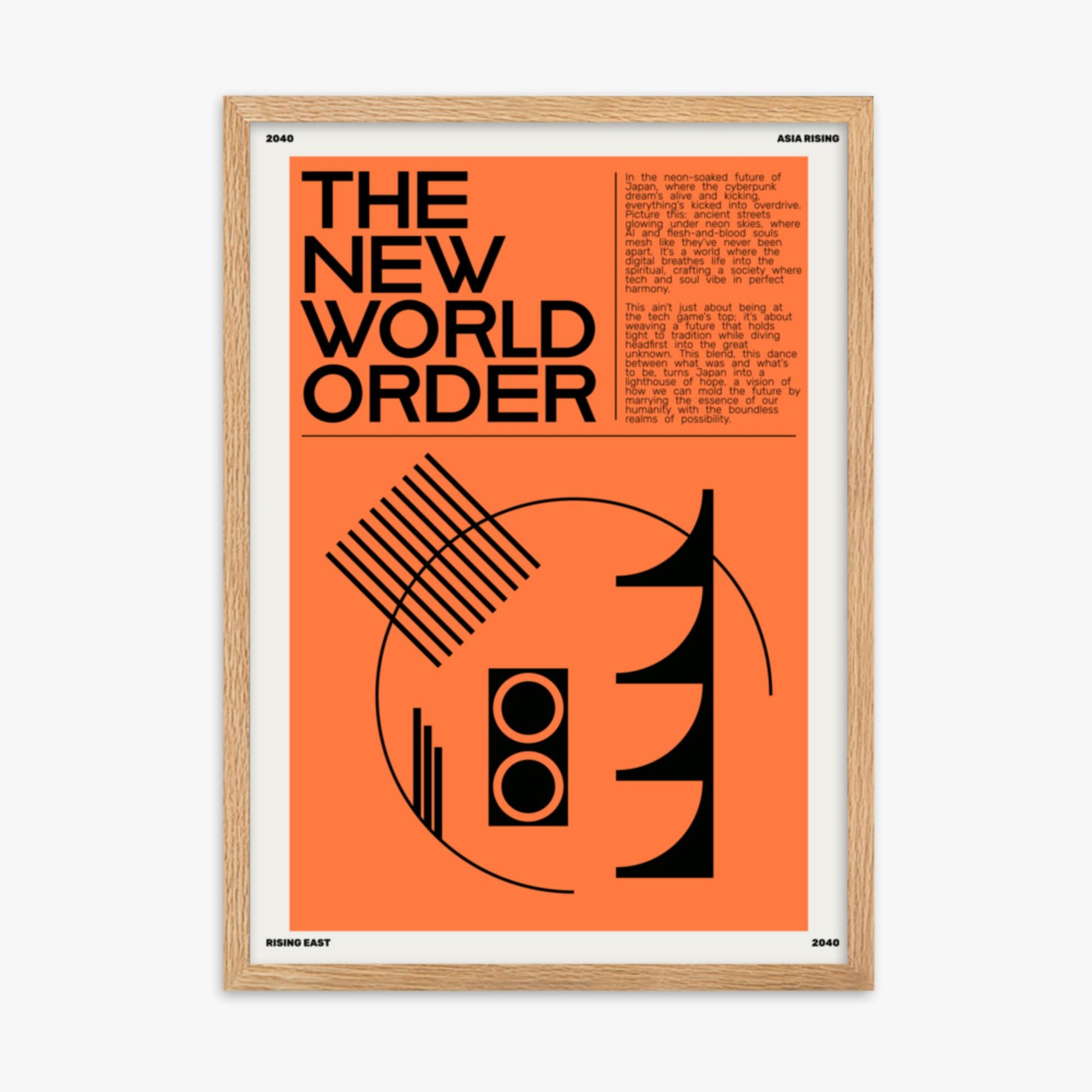 Modern illustration: The New World Order 50x70 cm Poster With Oak Frame Frame