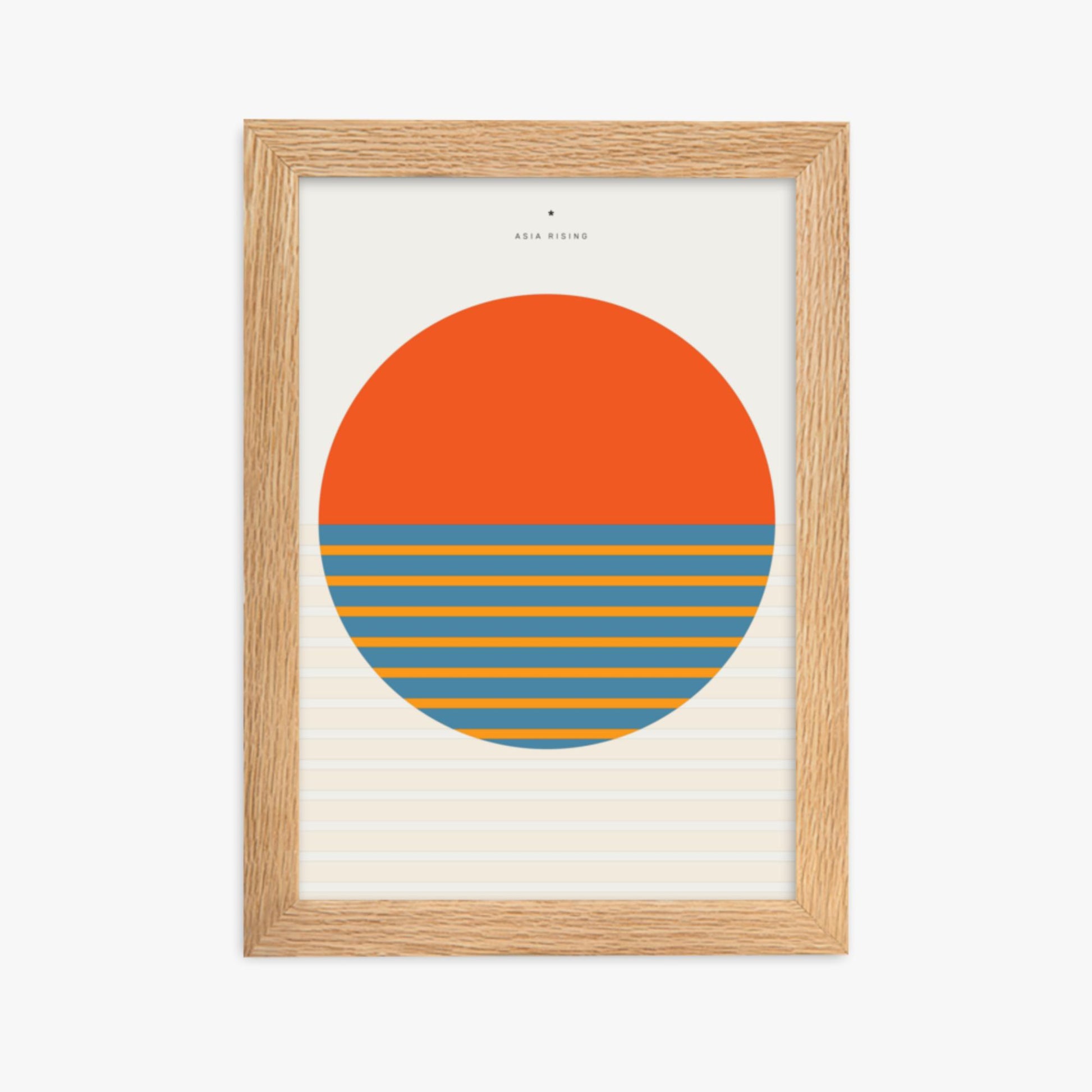 Modern illustration: Sun and Land 21x30 cm Poster With Oak Frame Frame