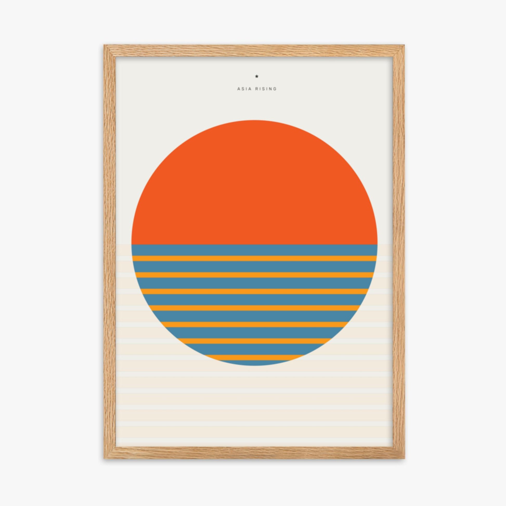 Modern illustration: Sun and Land 50x70 cm Poster With Oak Frame Frame