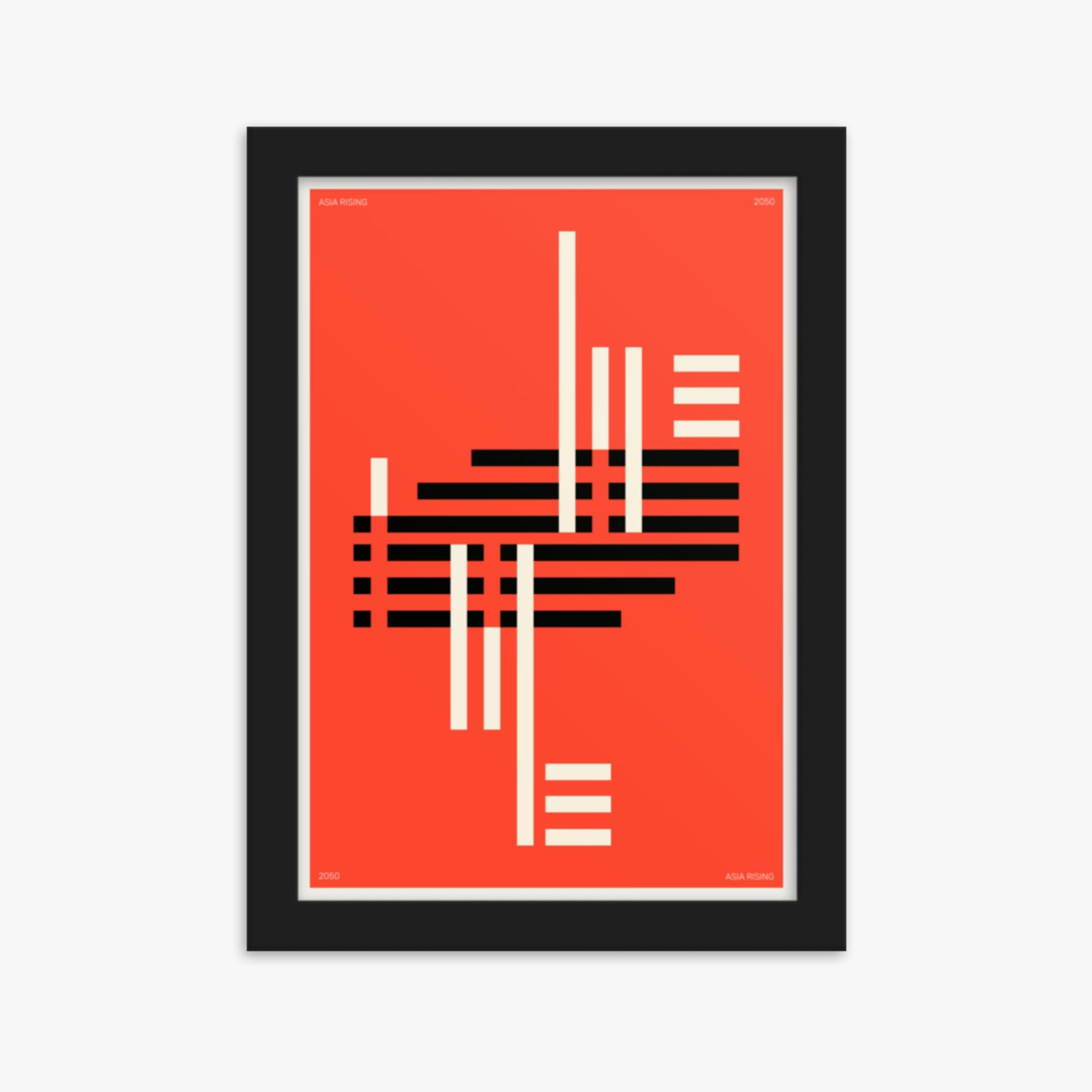 Modern illustration: Orange & Black 21x30 cm Poster With Black Frame Frame