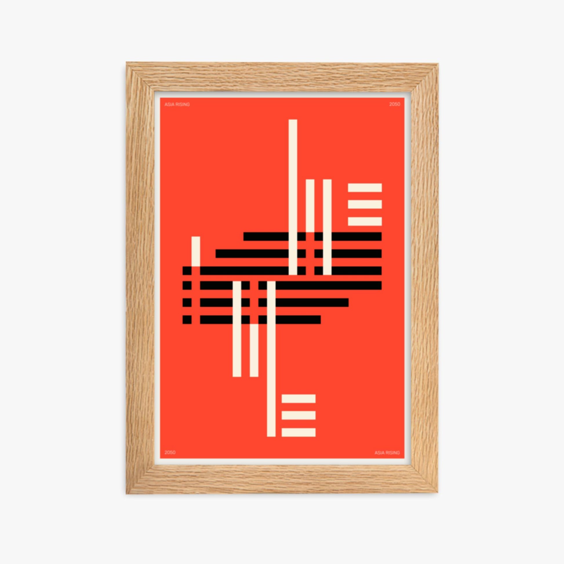 Modern illustration: Orange & Black 21x30 cm Poster With Oak Frame Frame