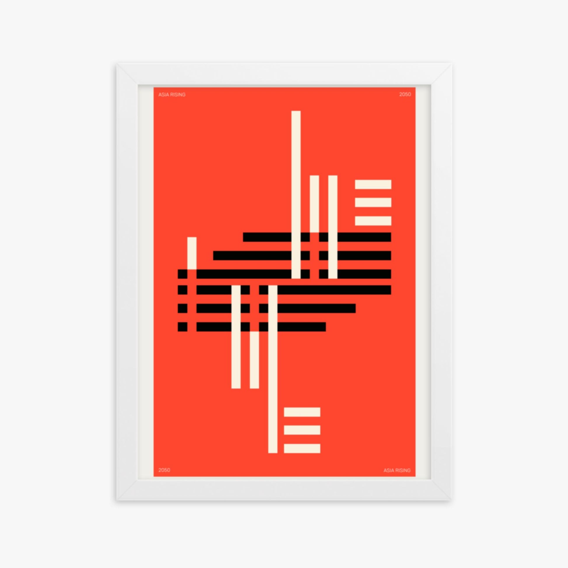 Modern illustration: Orange & Black 30x40 cm Poster With White Frame Frame