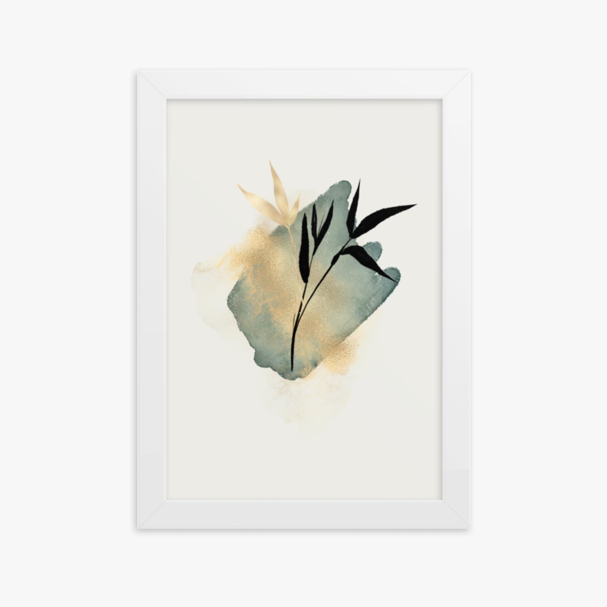 Modern illustration: Green and Gold 21x30 cm Poster With White Frame Frame