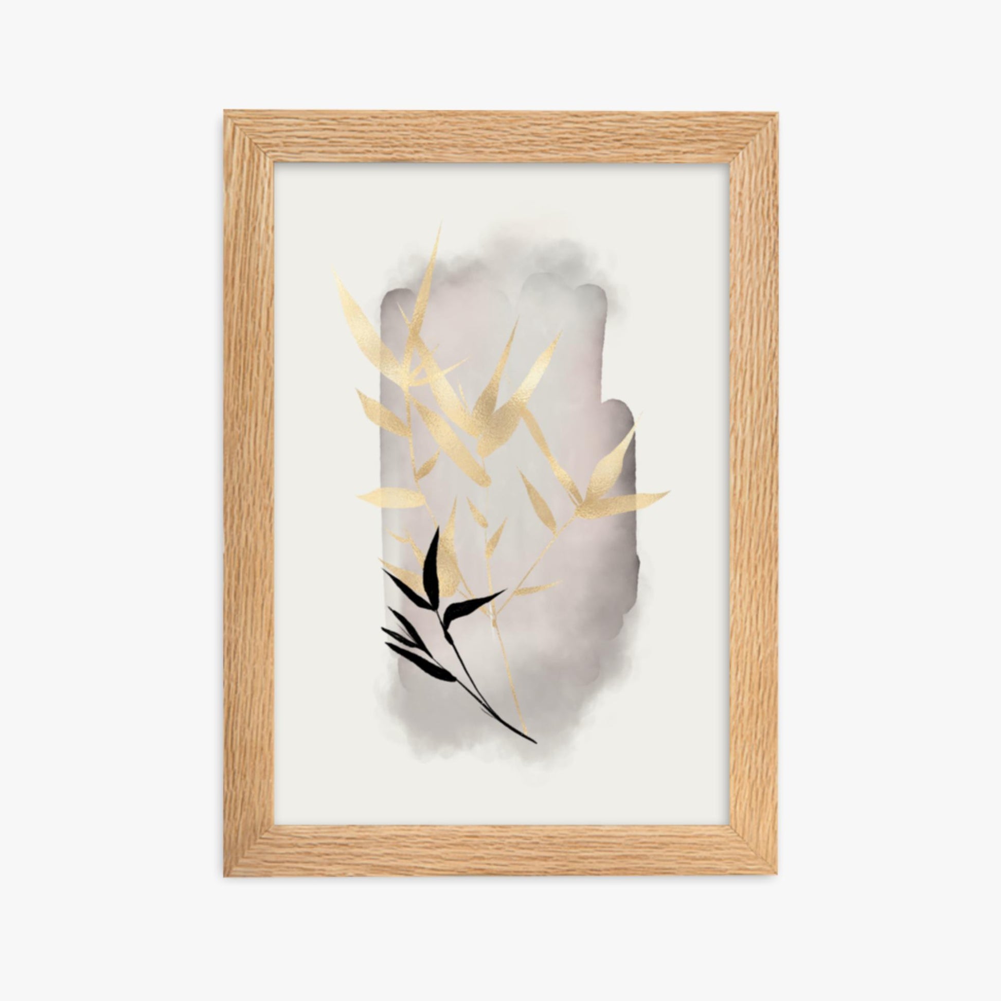 Modern illustration: Gold and Black 21x30 cm Poster With Oak Frame Frame