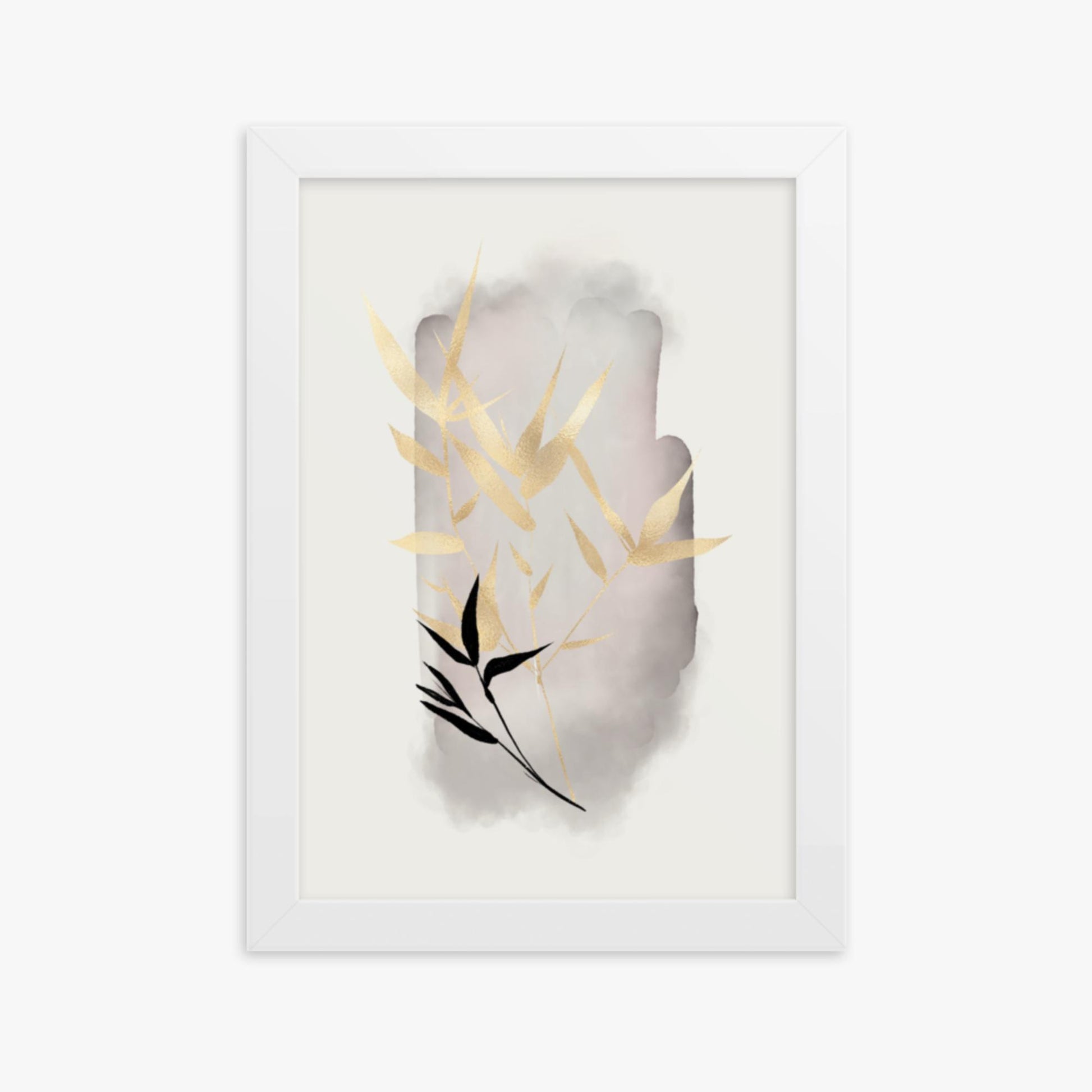 Modern illustration: Gold and Black 21x30 cm Poster With White Frame Frame